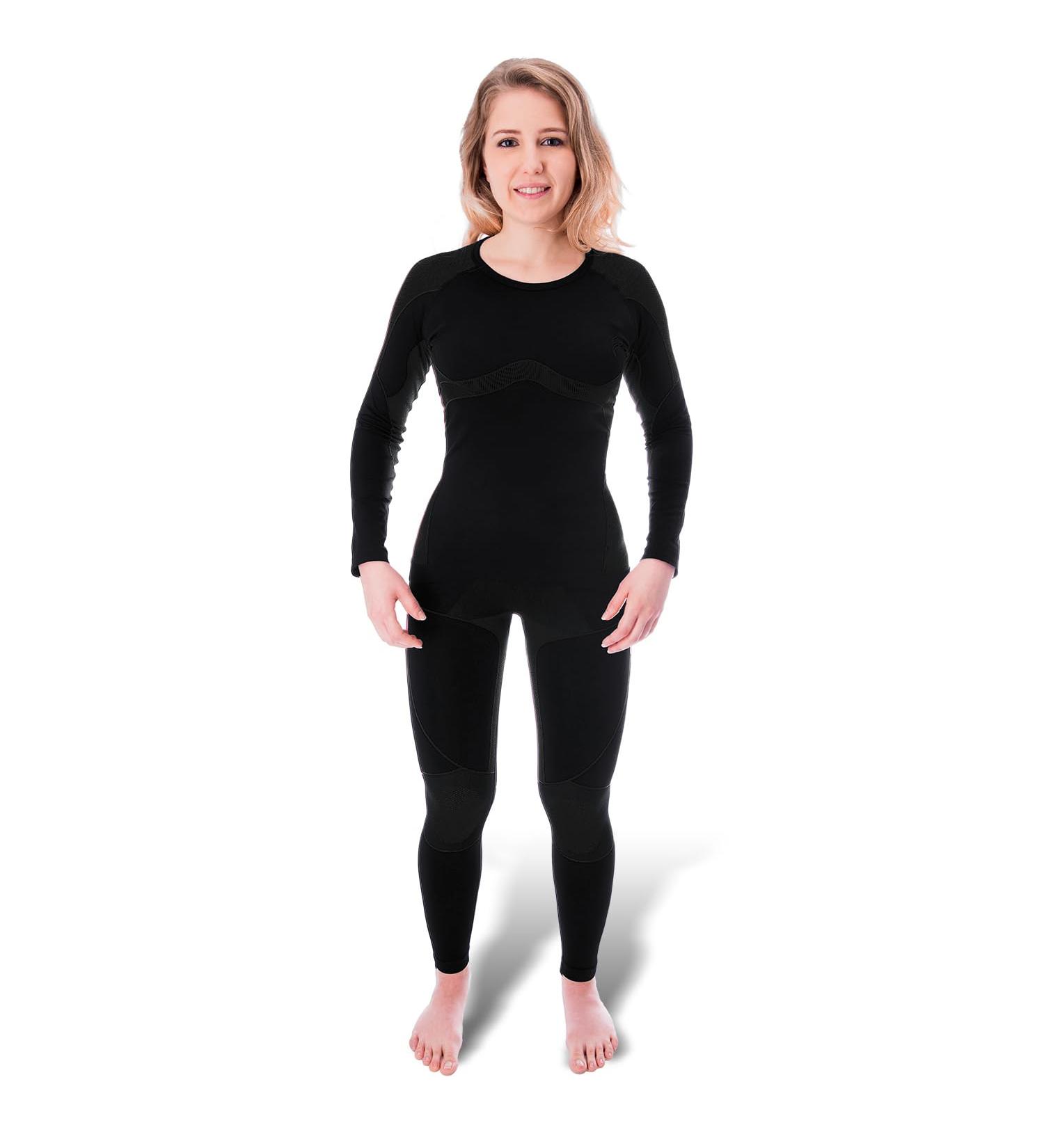 Black Snake Women's Thermal Underwear | Seamless Long Underpants & Long-Sleeved Undershirt - Black - Buy Online on GoSupps.com