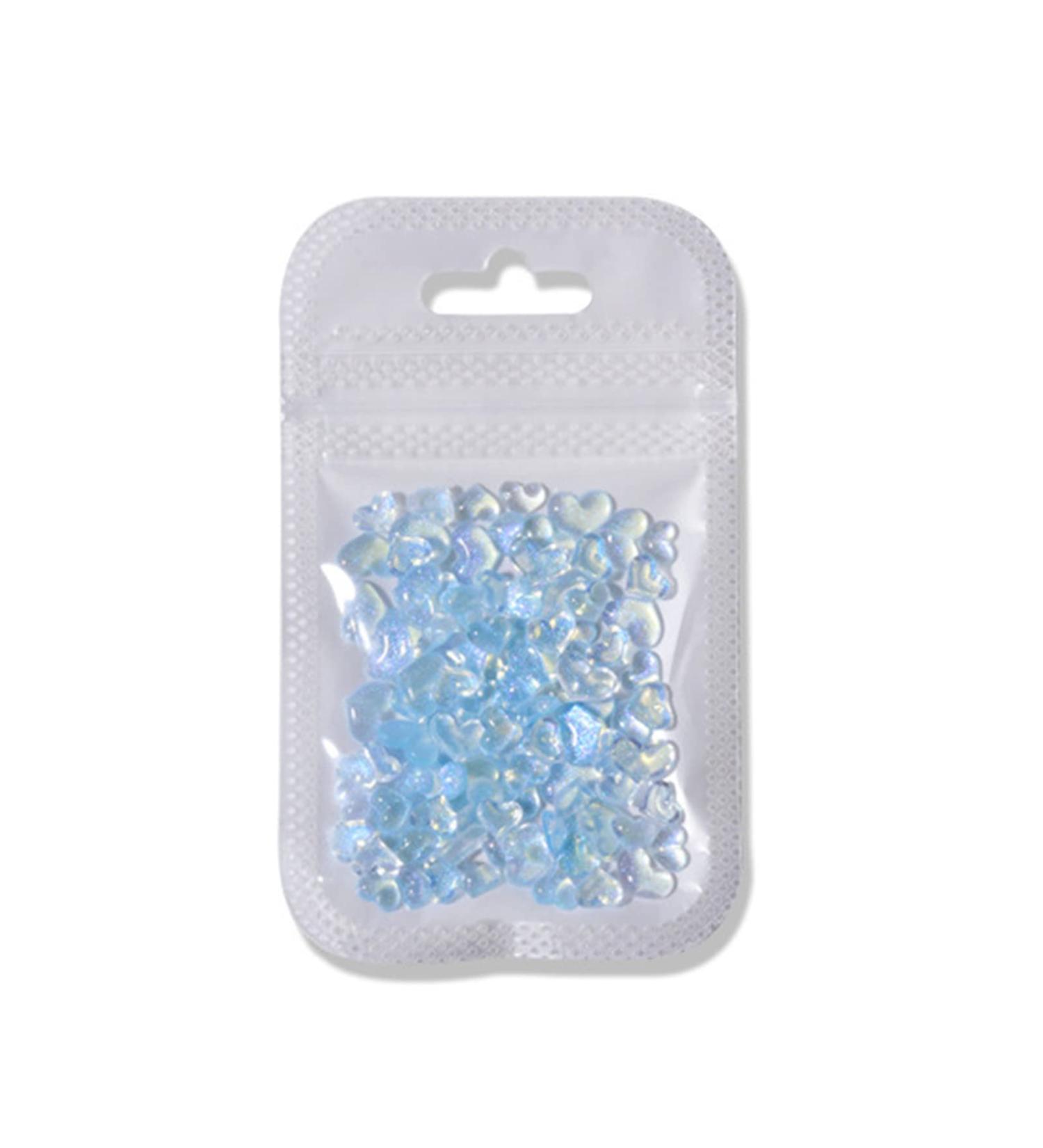 Worparsen Nail Faux Diamond Resin Mother of Pearl Heart Shaped Manicure Decor DIY Paste Easy Sky Blue