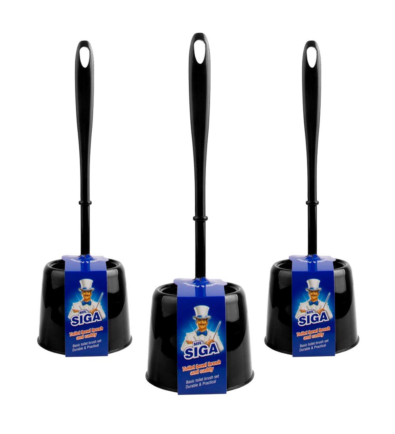 MR.SIGA Toilet Brush with Holder - Pack of 3, Black - Buy Online on GoSupps.com