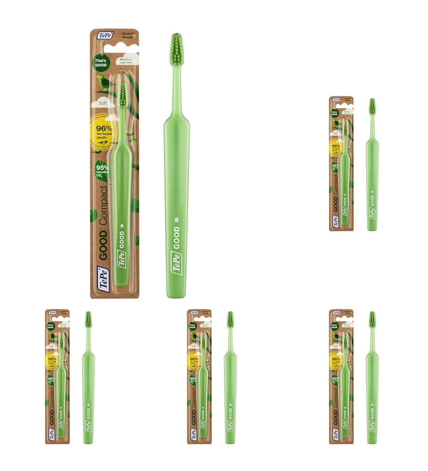 Tepe Good Compact Soft Toothbrush - Eco-Friendly Soft Bristles Compact Head 5 Pack for Gentle Cleaning - Buy Online on GoSupps.com