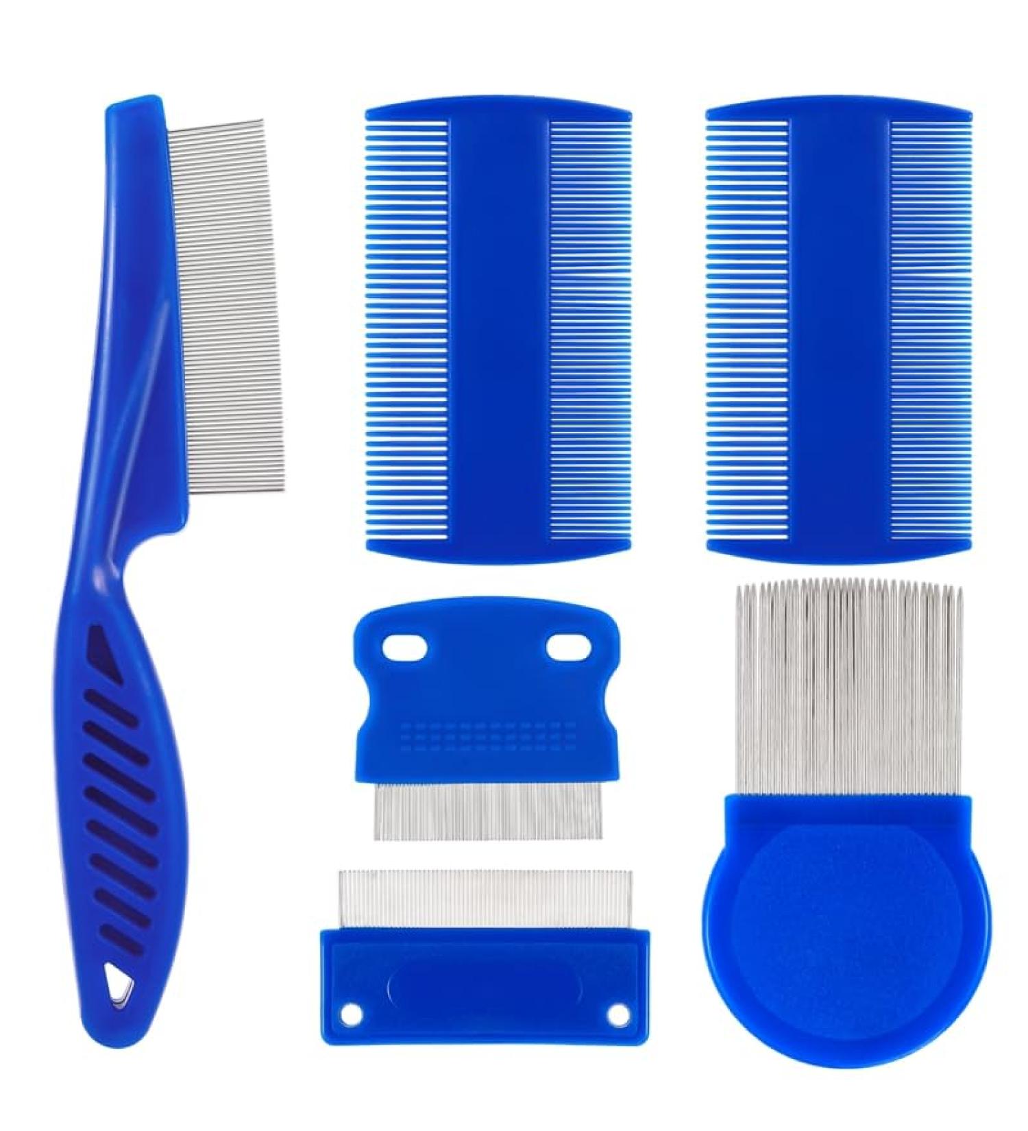 Newofview 6-Piece Cat & Dog Flea Comb Set | Professional Lice & Dandruff Removal Pet Care Tools - Buy Online on GoSupps.com