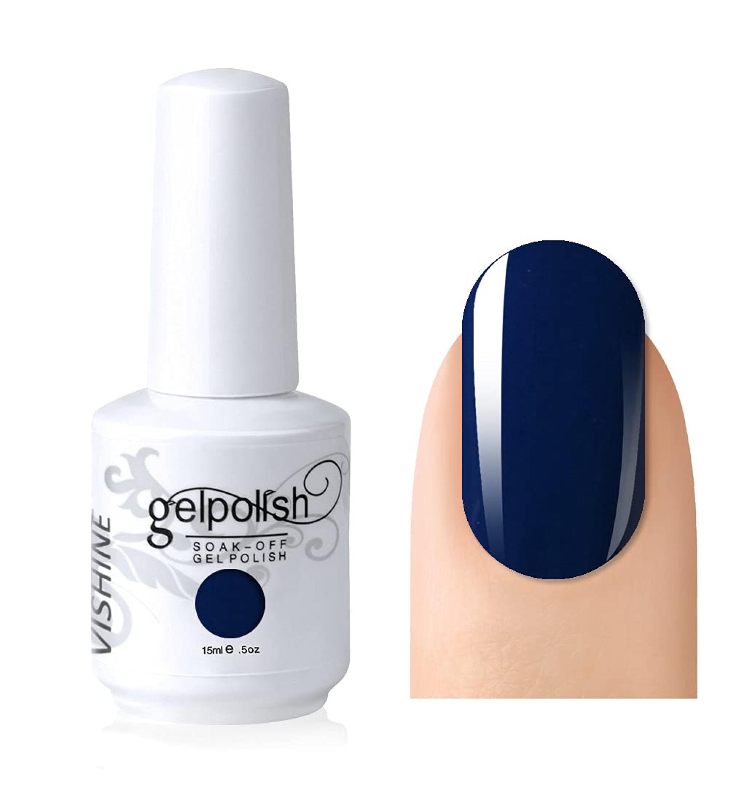 Vishine Gelpolish Lacquer Shiny Color Soak Off UV LED Gel Nail Polish Professional Manicure Dark Blue(1520) - Buy Online on GoSupps.com
