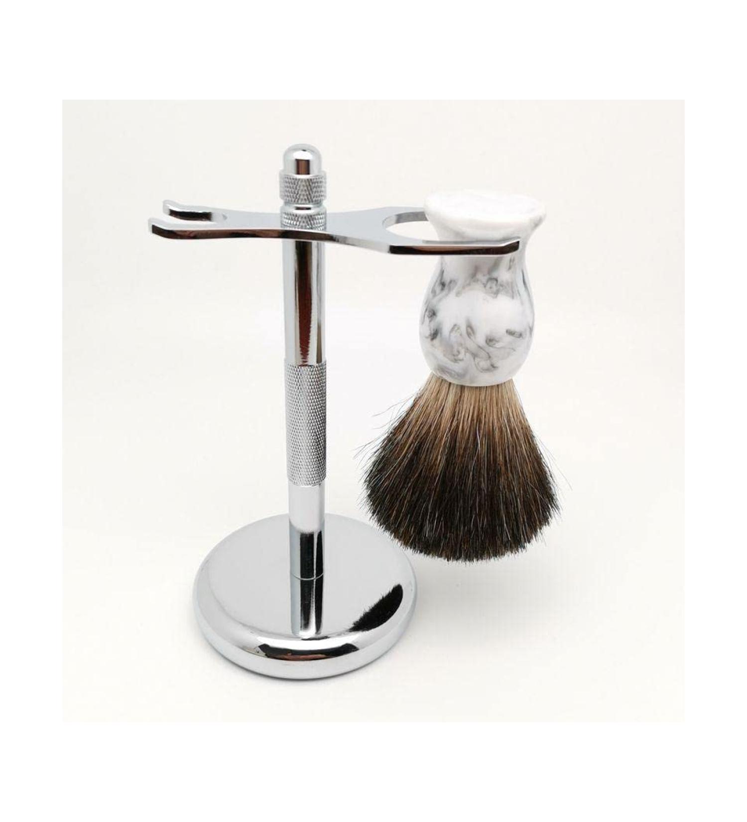 BGGIWY Silver Razor Brush Set | Black Roof Hair Shaving Brush & Double-Edge Razor Tools - Perfect for a Smooth Shave (2.9x6 in) - Buy Online on GoSupps.com