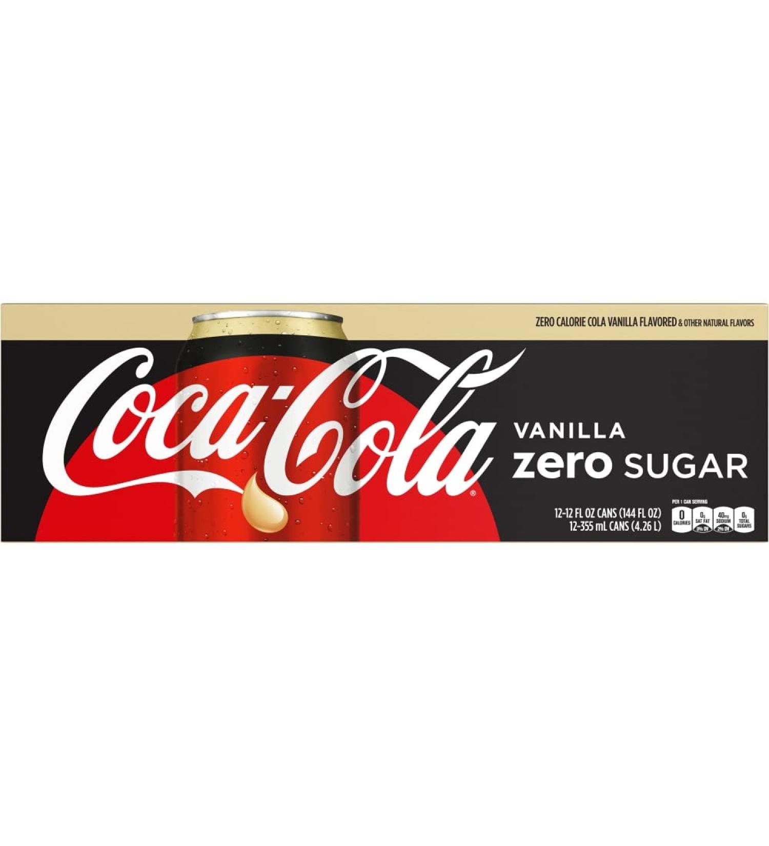 Coca-Cola Vanilla Zero Sugar Fridge Pack Cans 355 mL 12 Pack