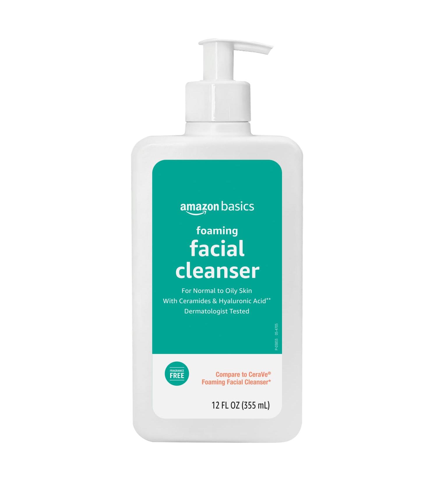 Amazon Basics Foaming Facial Cleanser with Ceramides & Hyaluronic Acid Fragrance-Free 12 Fl Oz Pack of 1 - Buy Online on GoSupps.com
