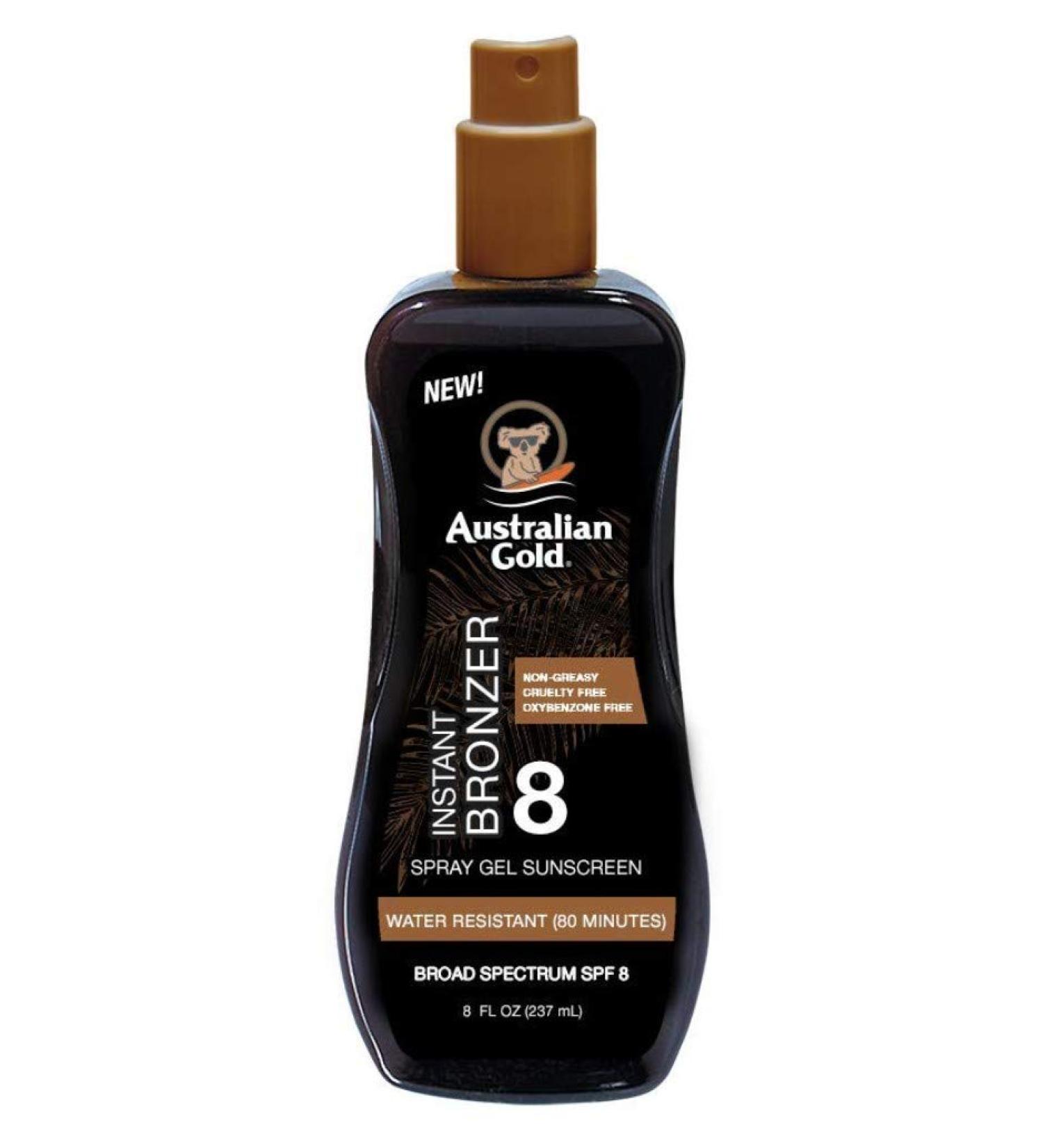 Australian Gold SPF 8 Spray Gel with Instant Bronzer 8oz (235ml) - Pack of 3 - Buy Online on GoSupps.com