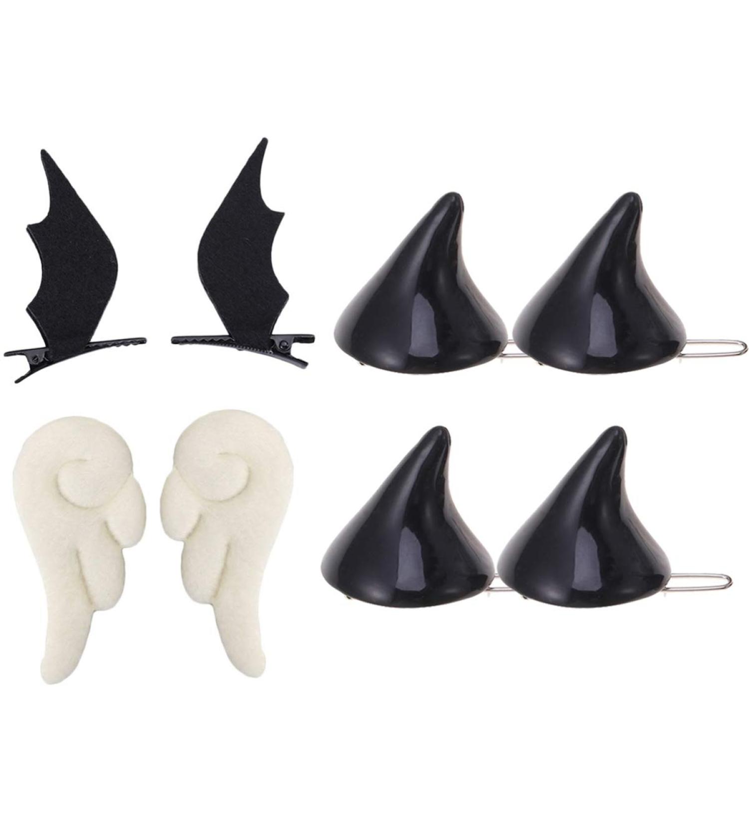 FRCOLOR 4 Pairs Cute Hair Clips Devil Horn Hair Clips Hairpins Angel Wings Hair Clips Cartoon Leather Hairclips Non Slip Clamps Lovely Hair Accessories - Buy Online on GoSupps.com