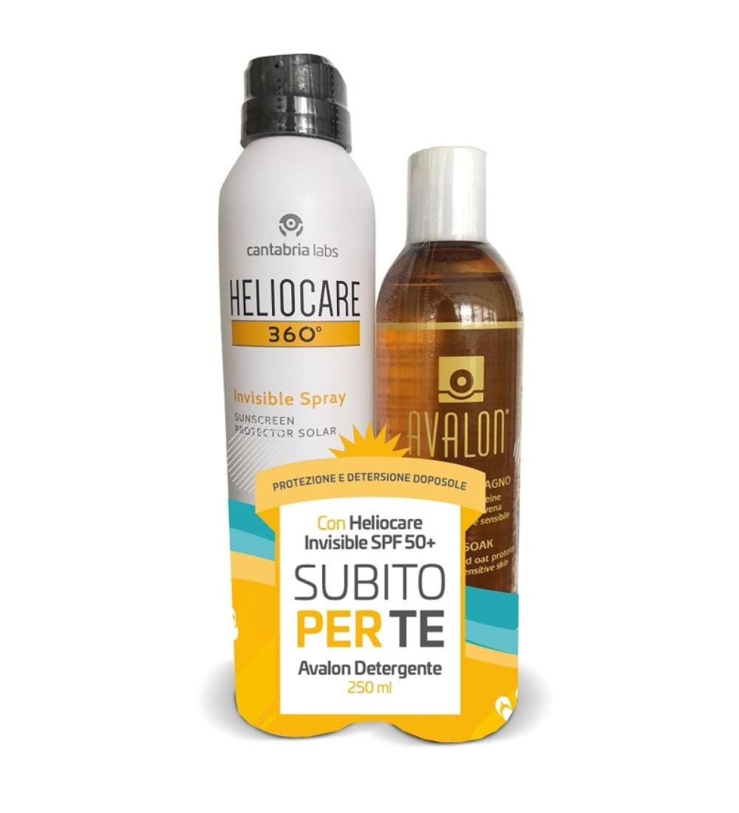 Difa Cooper Heliocare Invisible Spray Spf50+ 200 ml + Avalon Nettoyant Fluide 250 ml