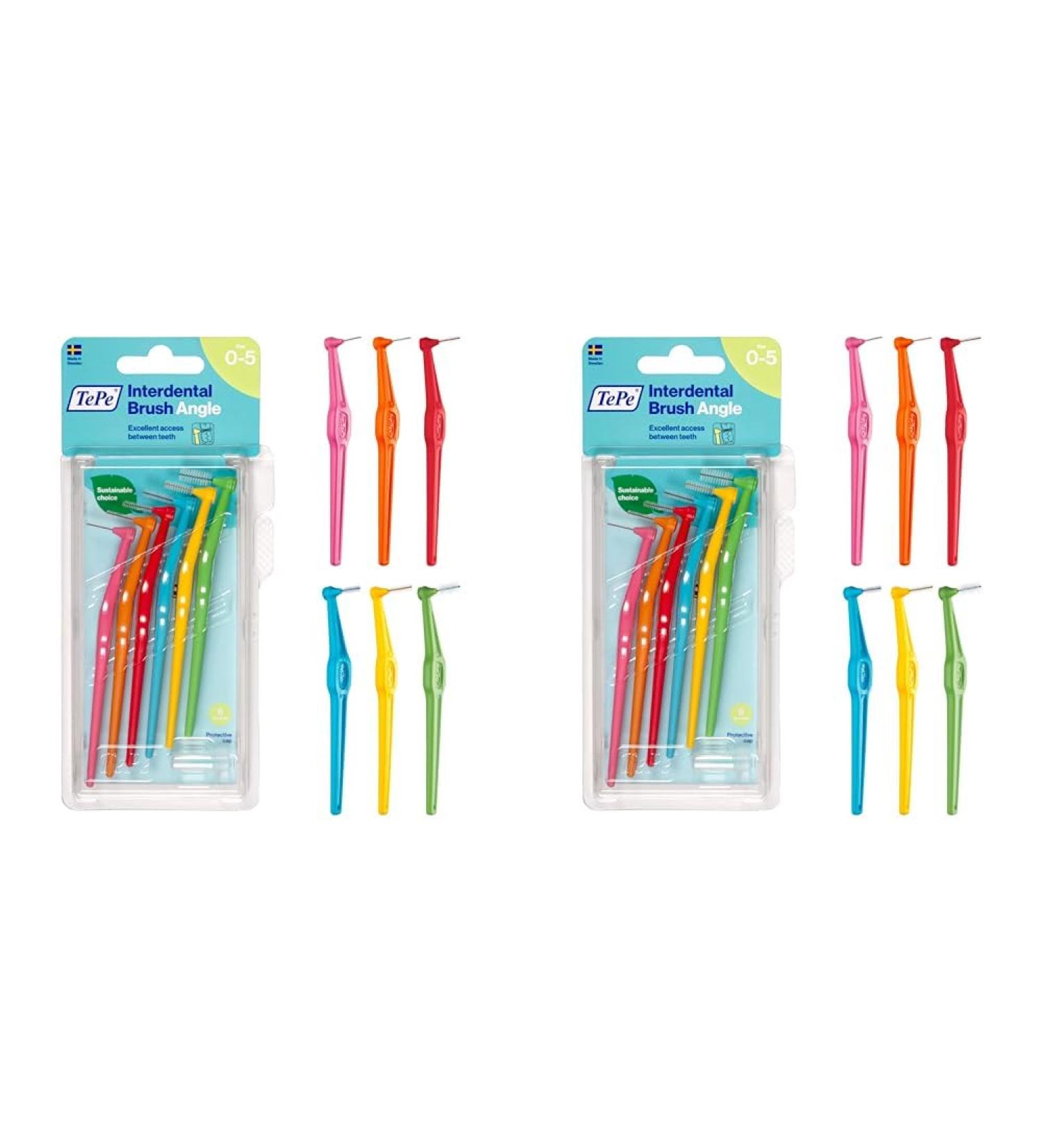 Buy Tepe Angle Interdental Brushes Mixed (ISO Sizes 0-5) - Controlled Interdental Cleaning | 12 Brushes (2 Packs) - International Shipping Available - Buy Online on GoSupps.com