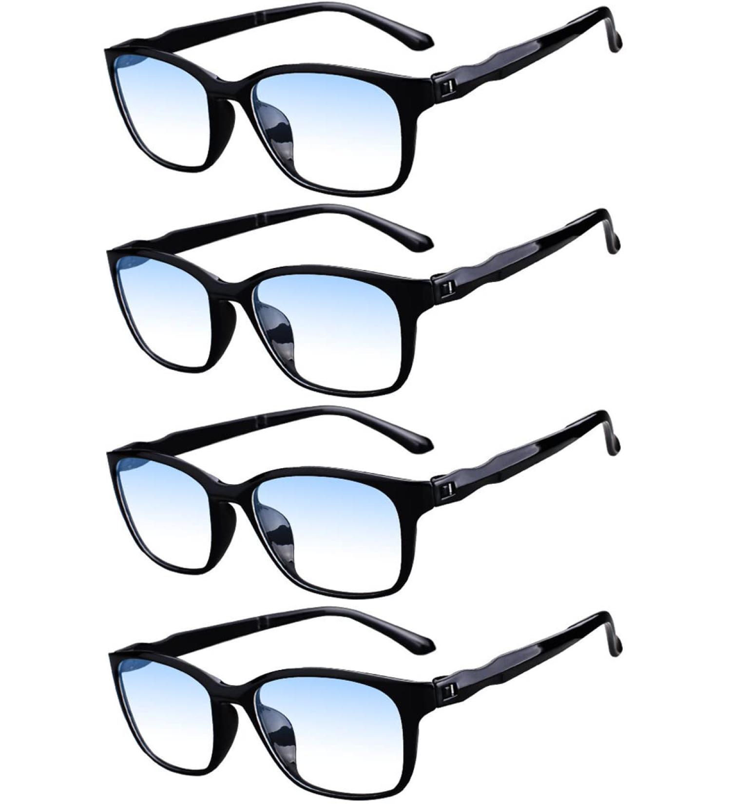 Eyglajdd Reading Glasses for Men & Women - 4 Pack Matt Finish TR90 Lightweight Blue Light Filter - Black 1.5x - Buy Online on GoSupps.com
