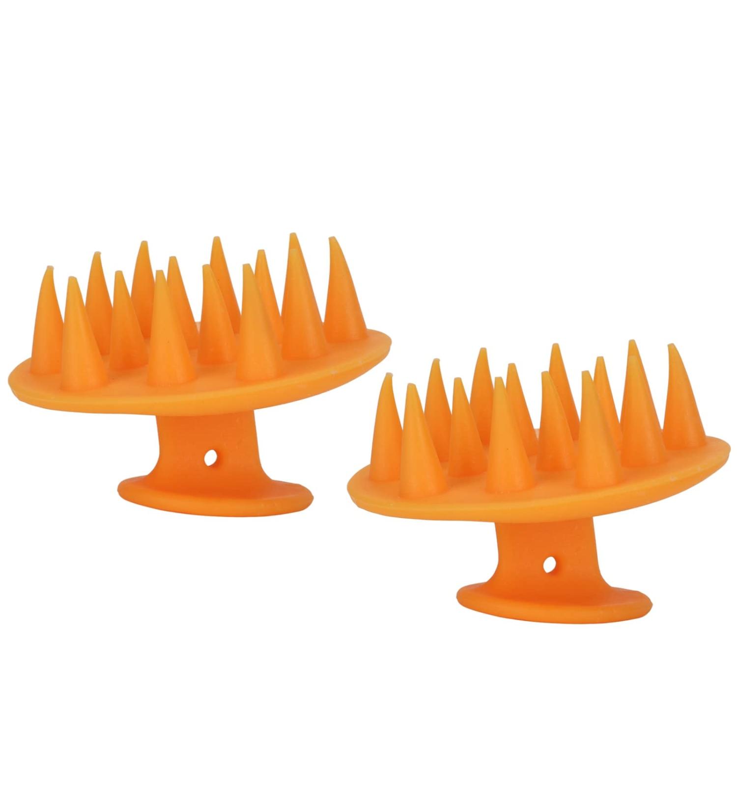 Gientan 2-Piece Silicone Head Massager & Scrubber - Dandruff Removal Shampoo Brush for Hair Growth (Wet & Dry) - Unisex Orange - Buy Online on GoSupps.com