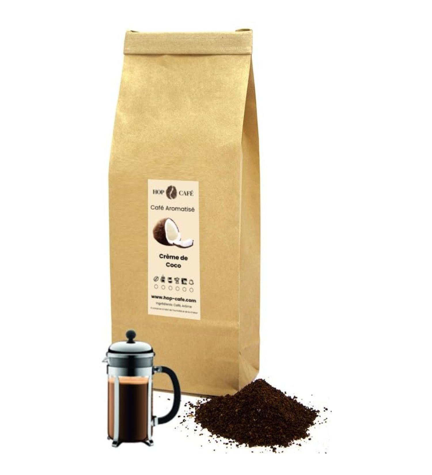 HOP CAF - Caf moulu - Ar me Cr me de Coco - 250 g - pour cafeti re Piston