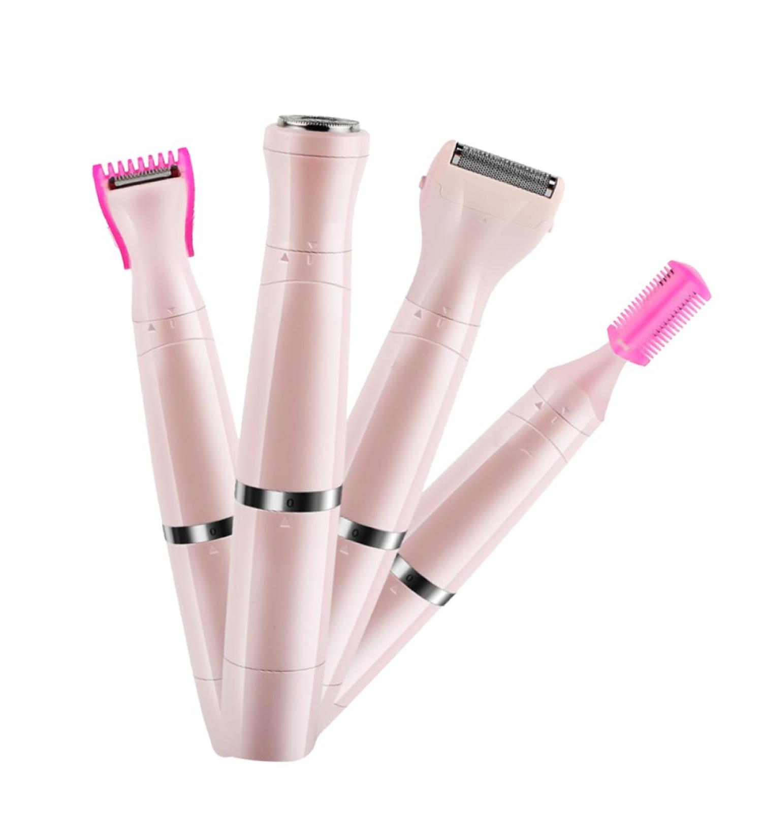 Portable Mini Razor for Women - 1 Piece 4-in-1 Facial Hair Removal Device | Pink 14x5cm - Buy Online on GoSupps.com