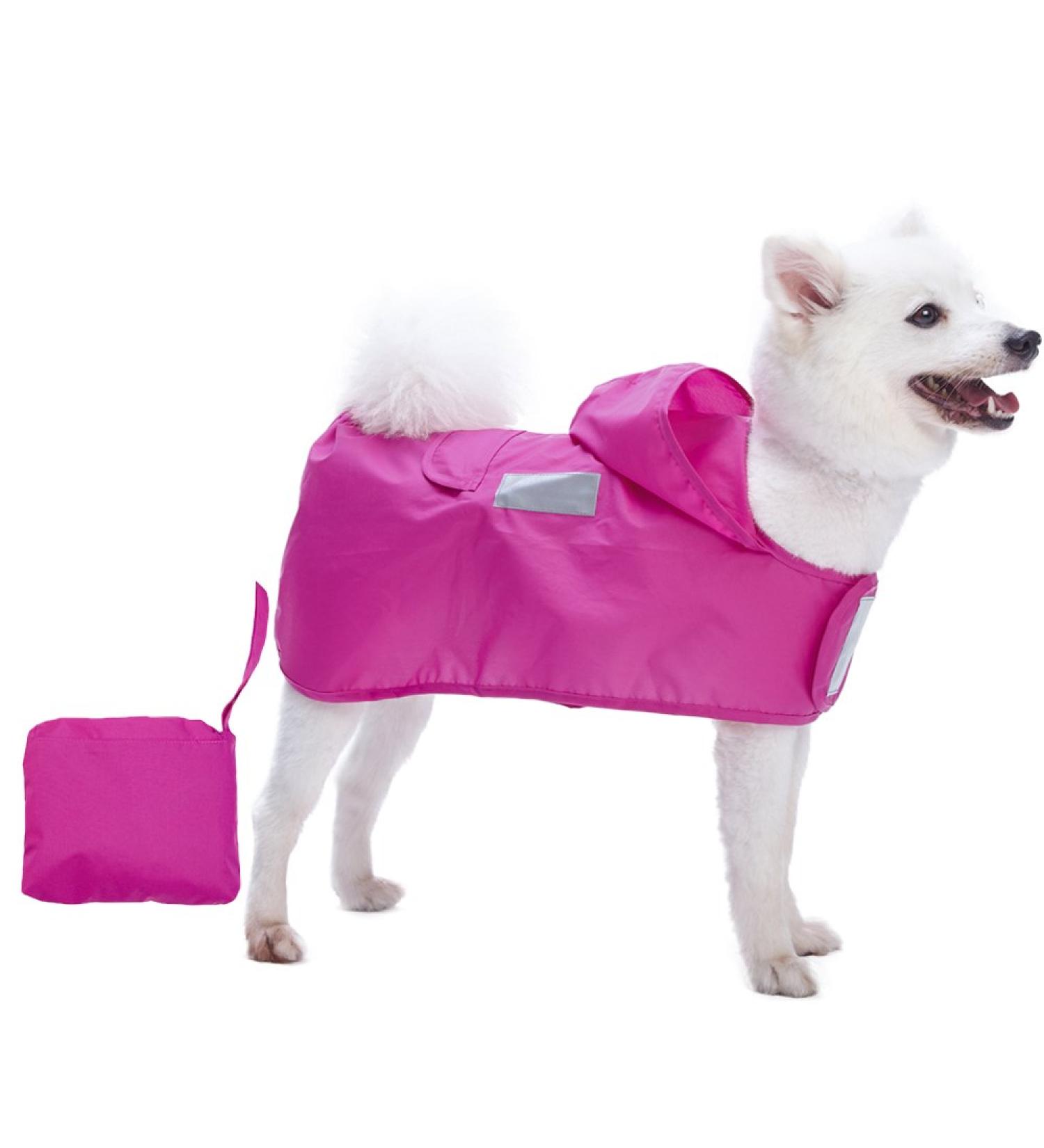Blueberry Pet Lightweight Packable Dog Rain Poncho 16 inch - Cerise Pink with Reflective Safety Tapes - Buy Online on GoSupps.com