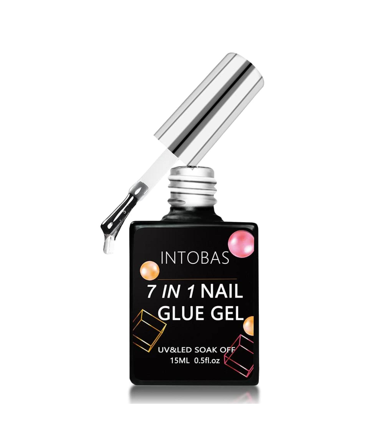 INTOBAS 7 in 1 Nail Glue Gel Uv Extra Strong for False Nails 15Ml Nail Glue for Artificial Nails Gel Gummy Base for Nail Tips Gel Nail UV Long Lasting - Buy Online on GoSupps.com