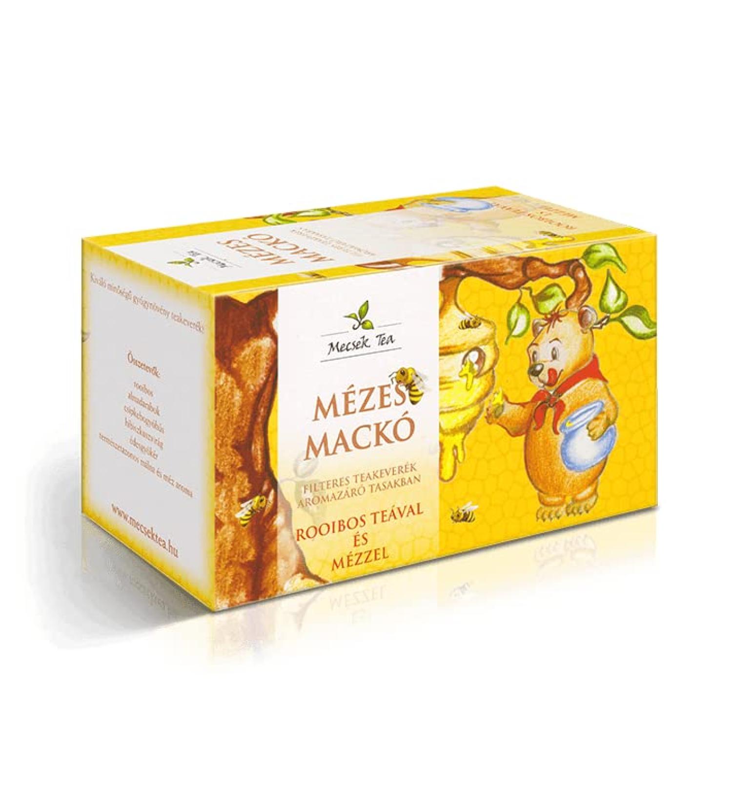 Mecsek Honey Bear Rooibos Baby Children Kids Natural Herbal Fruit Tea with Rosehip and Hibiscus Flower 20 Teabags