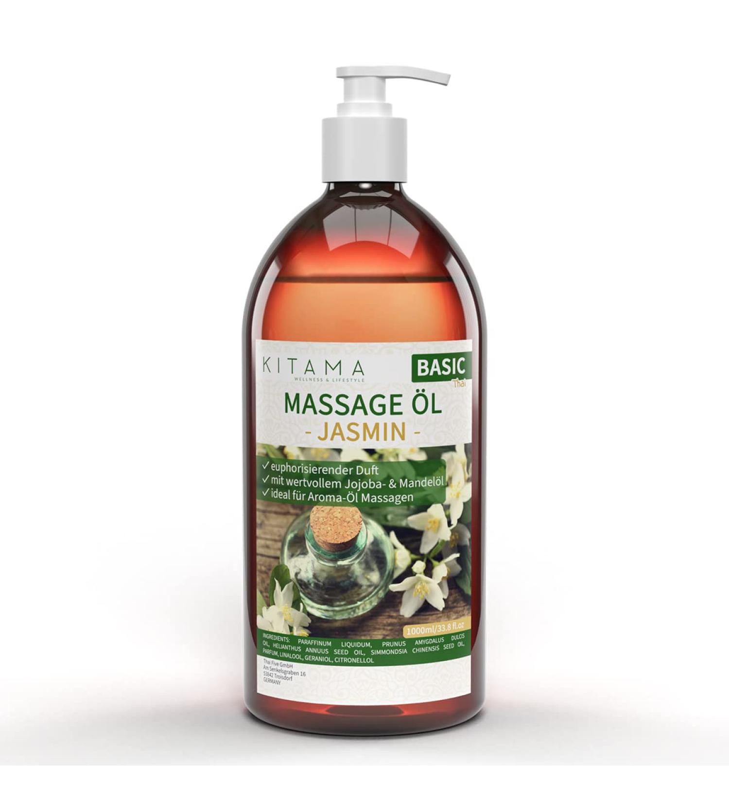 KitaMa Jasmine Massage Oil - Nourishing Aroma Body Oil for Relaxation - 1000ml Thai Care Oil - Buy Online on GoSupps.com