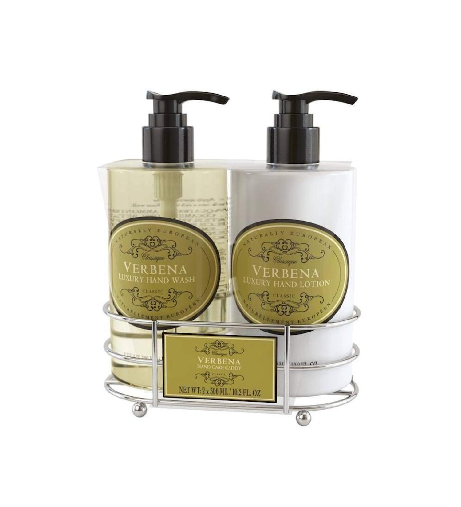 Naturally European - Luxury Hand Wash & Hand Lotion - Verbena - Hand Care Caddy Gift Set