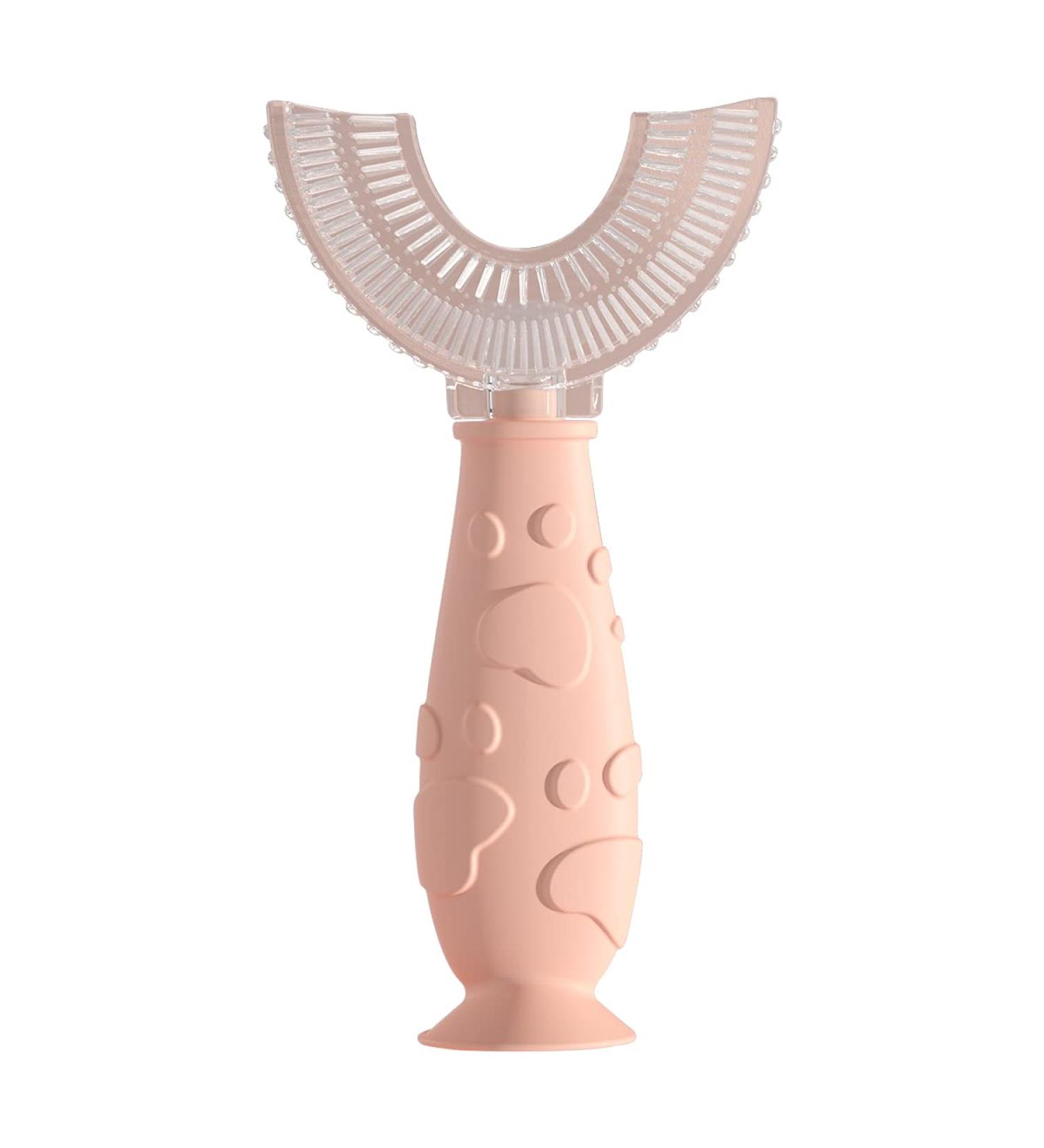 SEEDNUR U-Shaped Kids Silicone Toothbrush, Age 2-6, Pink - 360 Oral Teeth Cleaning - Buy Online on GoSupps.com