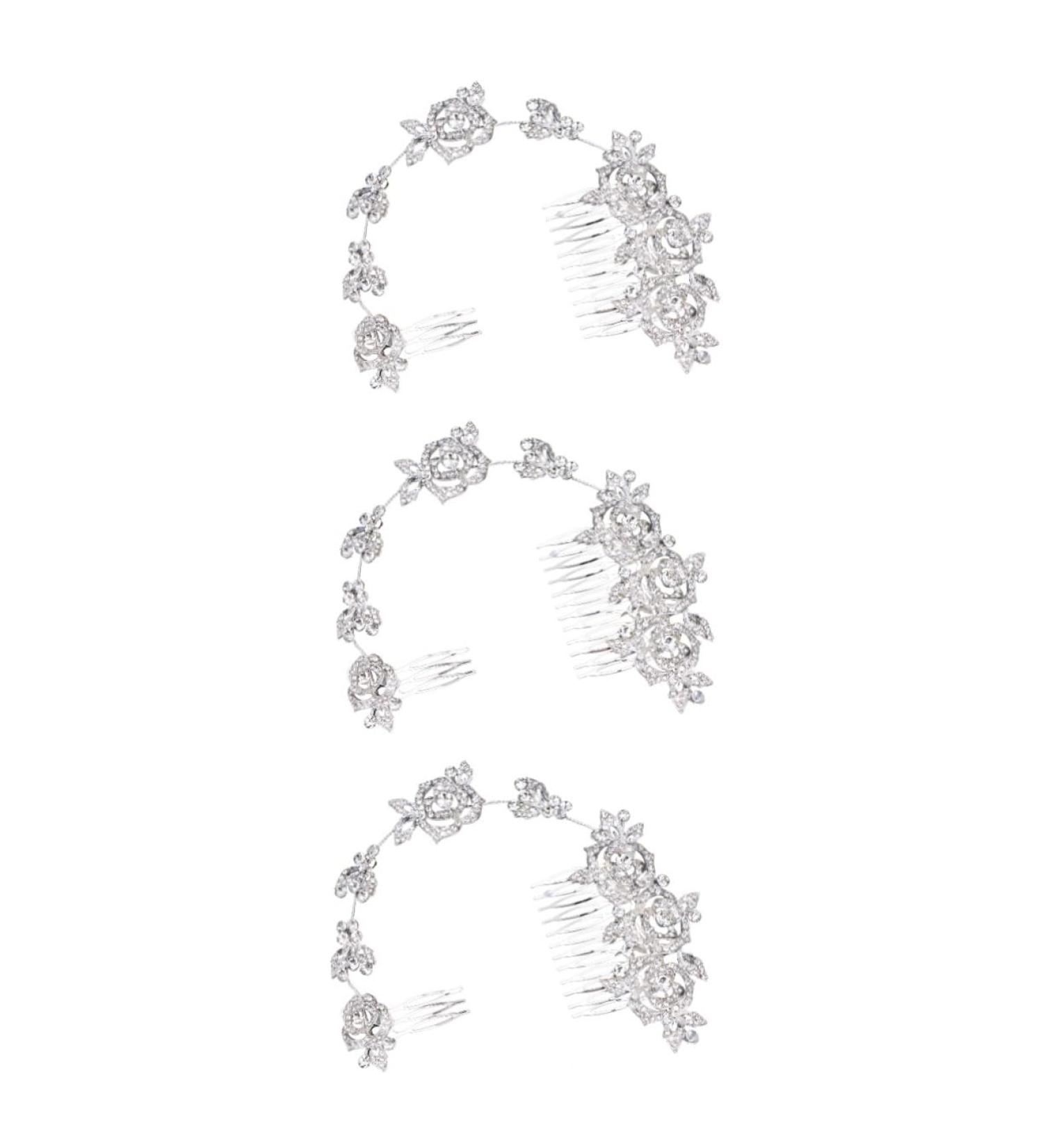 FRCOLOR Hair Comb with Rhinestone Headband Hair Pin with Floral Rhinestones Headpiece Bridal Set of 3 - Buy Online on GoSupps.com