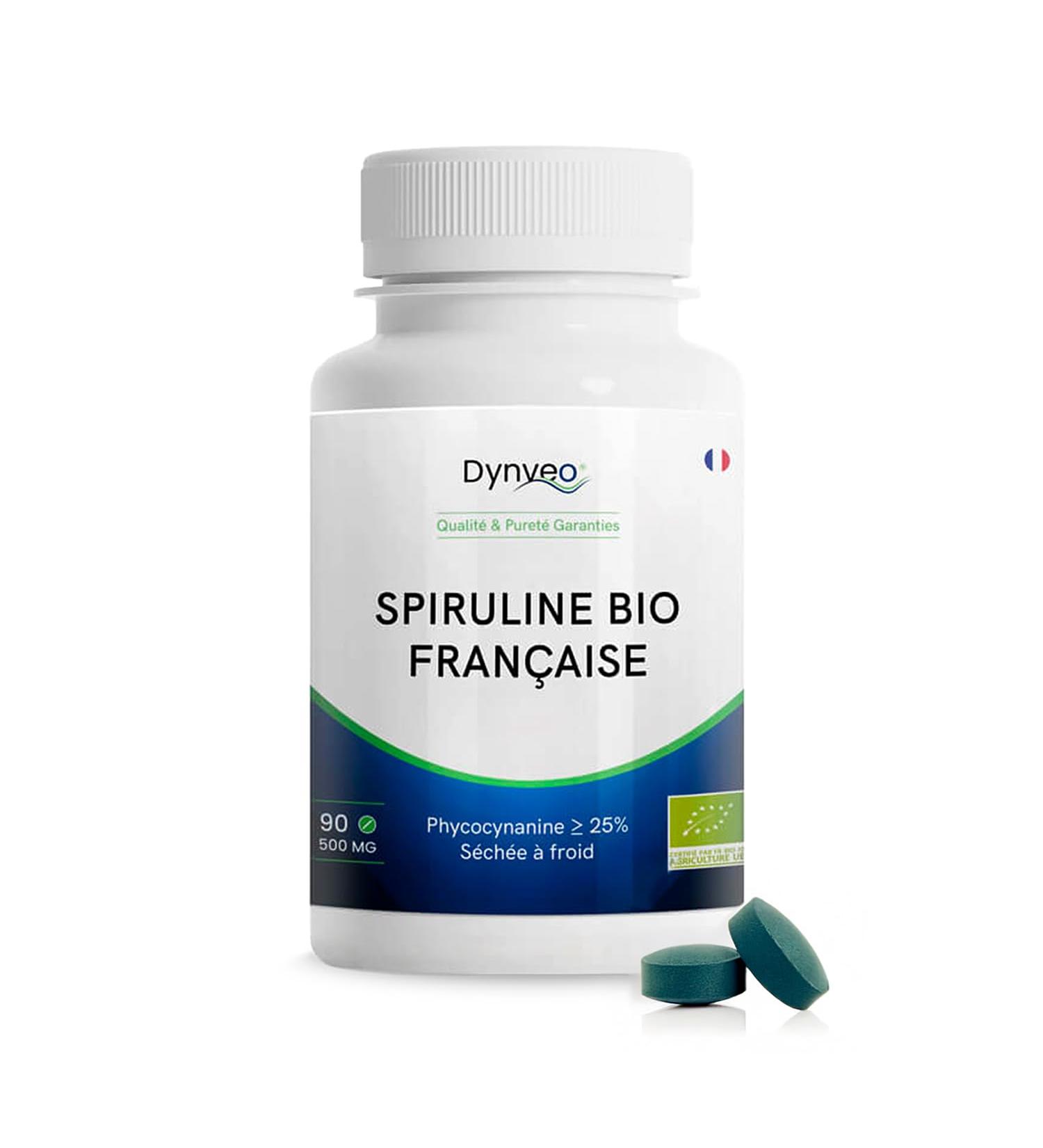 Spiruline Bio Fran aise - 25% Phycocyanine - 500 mg / 90 comprim s - Superaliment riche en prot ines v g tales - S chage froid - Sport Tonus Immunit Vitalit - Dynveo - Buy Online on GoSupps.com