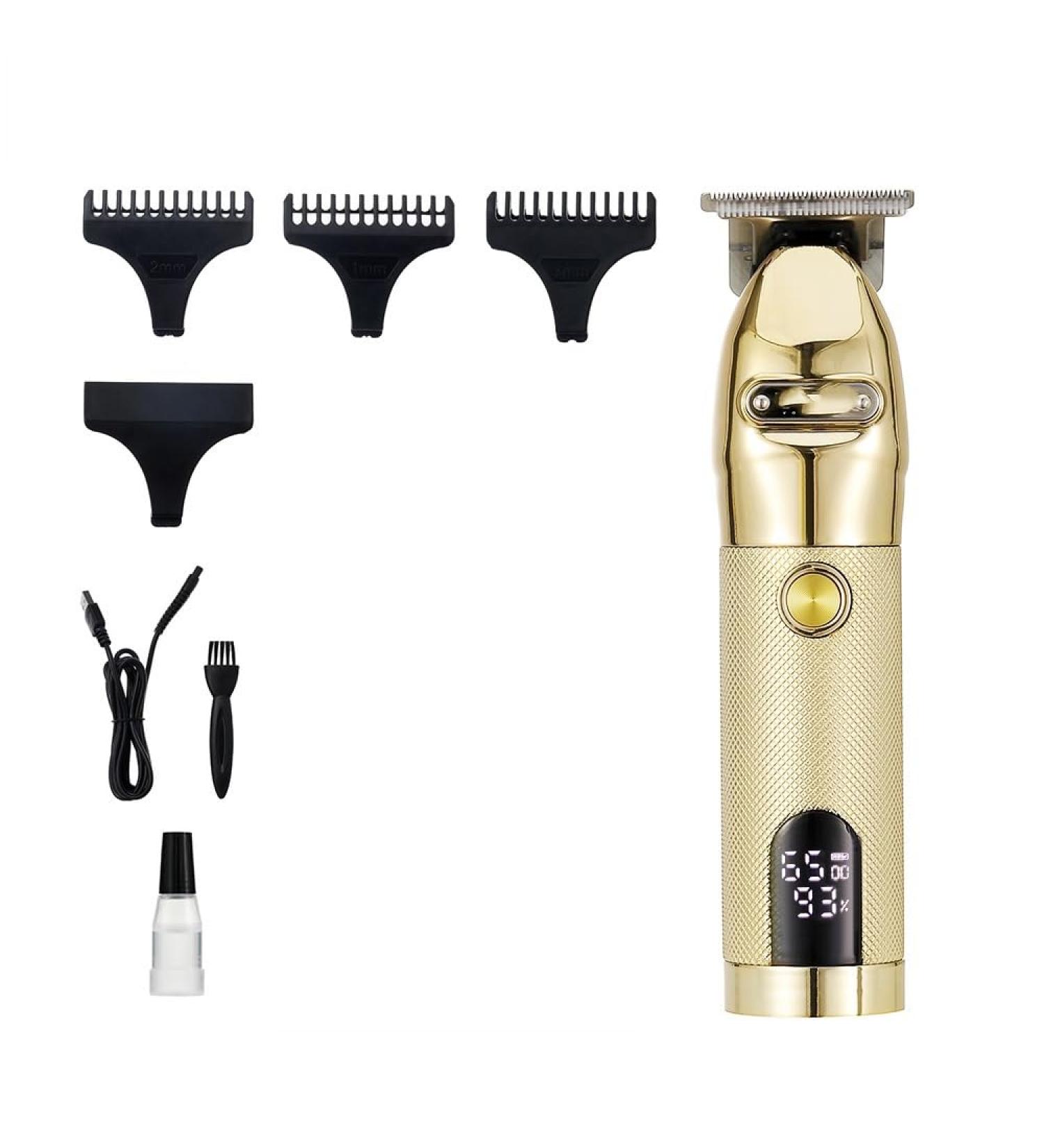 High Power Hair Clippers for Men - Rechargeable Electric Trimmer with LCD Gold Metal Design | Best Personal Care Barber Supplies - Buy Online on GoSupps.com