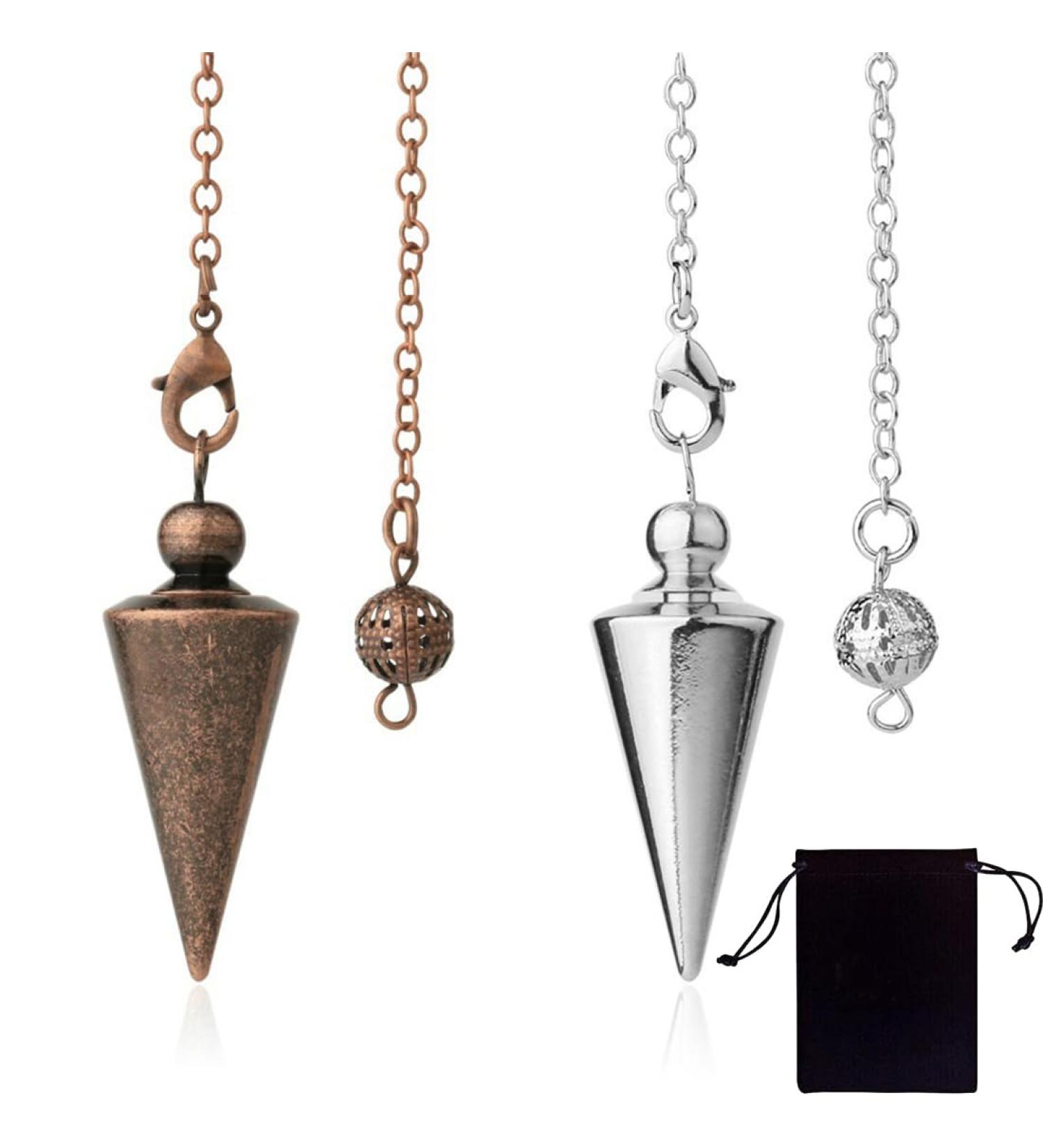 Buy KSJEHW 2-Piece Copper Pendulum Set - Spiritual Healing & Dowsing Tools in Silver & Bronze - Enhance Fortune & Reiki Energy - Buy Online on GoSupps.com