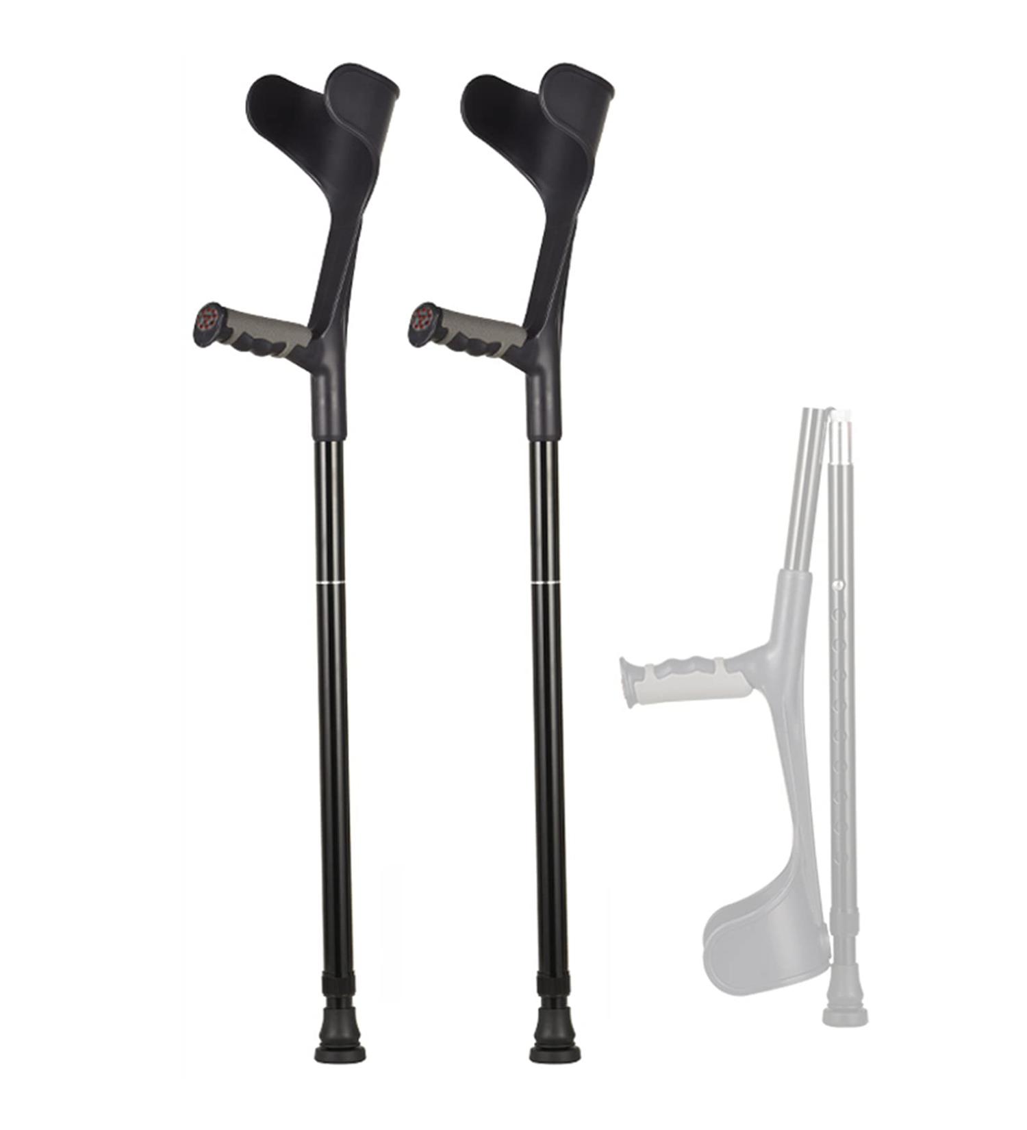 Adult Crutches Forearm Crutches Aluminum Walking Cane Height Adjustable Applicable Height: 140-180Cm/Black/1 Piece Lucky Star Black 1 Pair - Buy Online on GoSupps.com