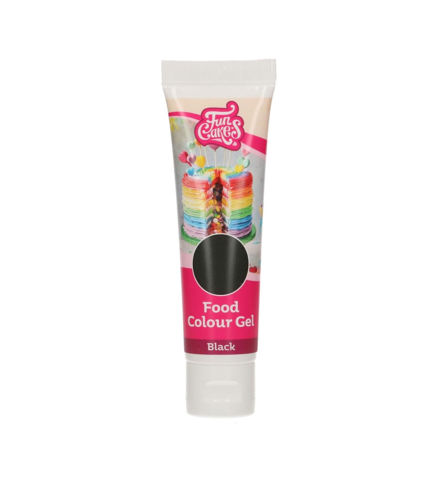 FunCakes Food Colour Gel Black: Highly Concentrated Food Colouring for Batter Cream Fondant Marzipan Dough. Single Drips to Create Vibrant Colours. Halal. 30 g. - Buy Online on GoSupps.com