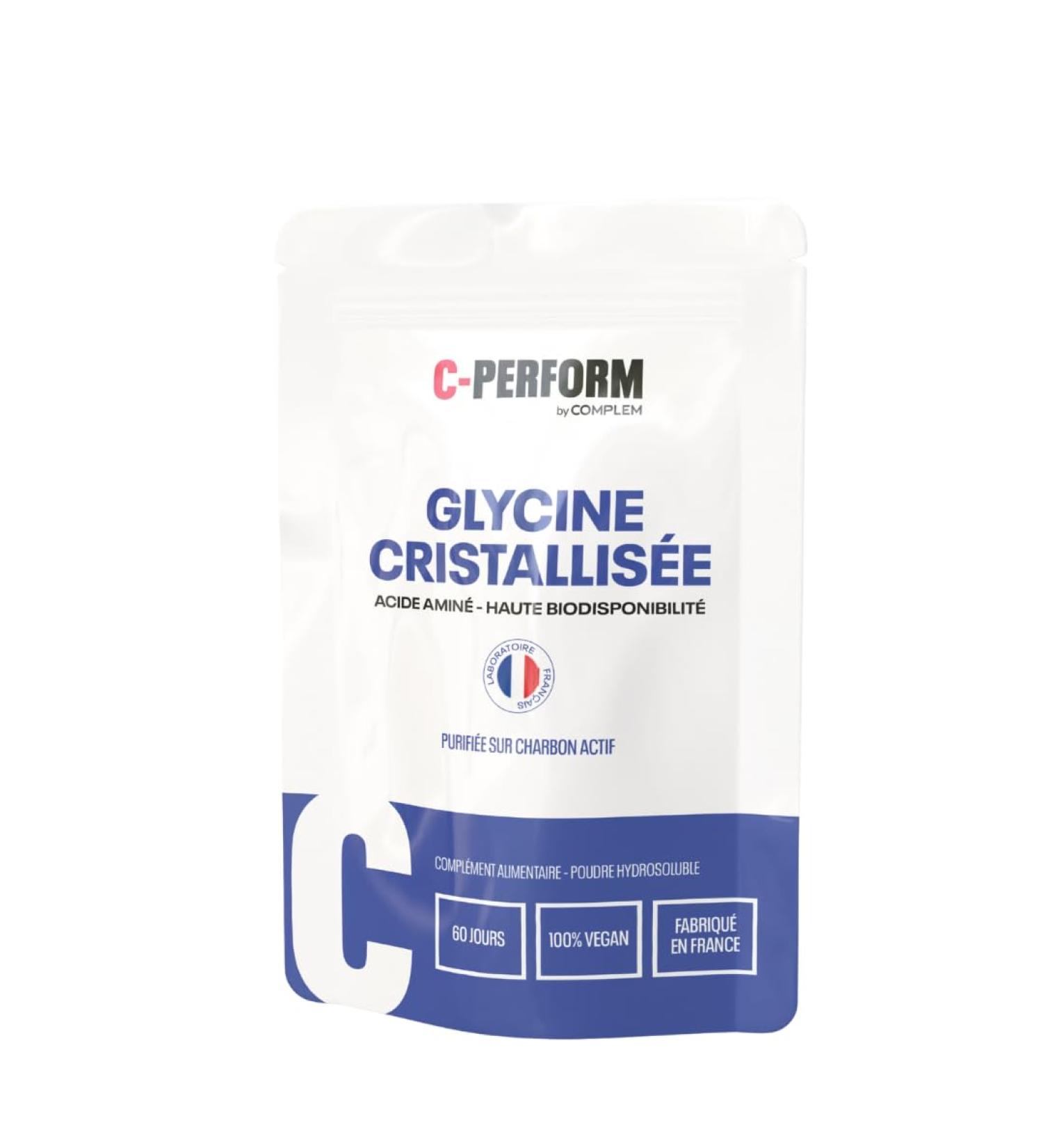 Glycine Cristallis e 100% Pure Acide Amin 5 g par Dose Poudre Hydrosoluble 300 g (60 jours) Vegan Sans Gluten Fabriqu e en France - Buy Online on GoSupps.com