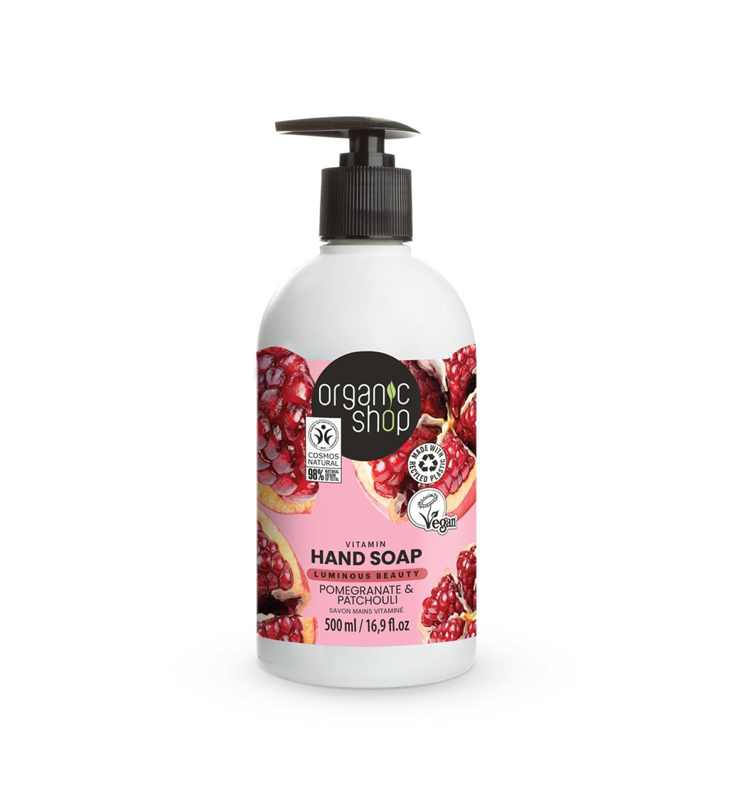 Organic Pomegranate & Patchouli Vitamin Hand Soap 500ml - Nourishing & Moisturizing - International Shipping Available - Buy Online on GoSupps.com