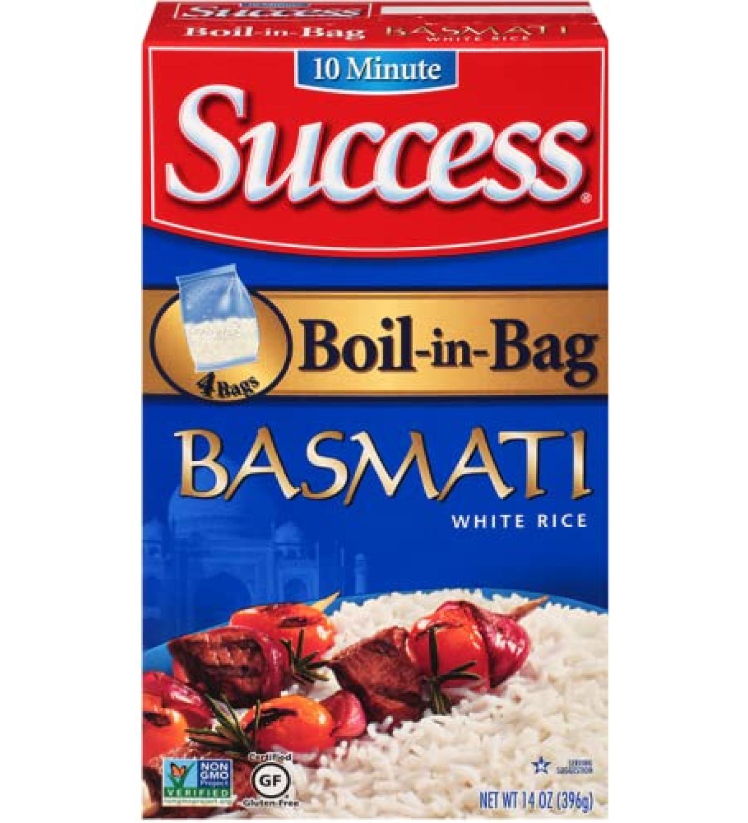 Success Rice, 10 Minute, Boil-In-Bag, Basmati White Rice, 14oz Box (Pack of 4) 14 Ounce (Pack of 4)