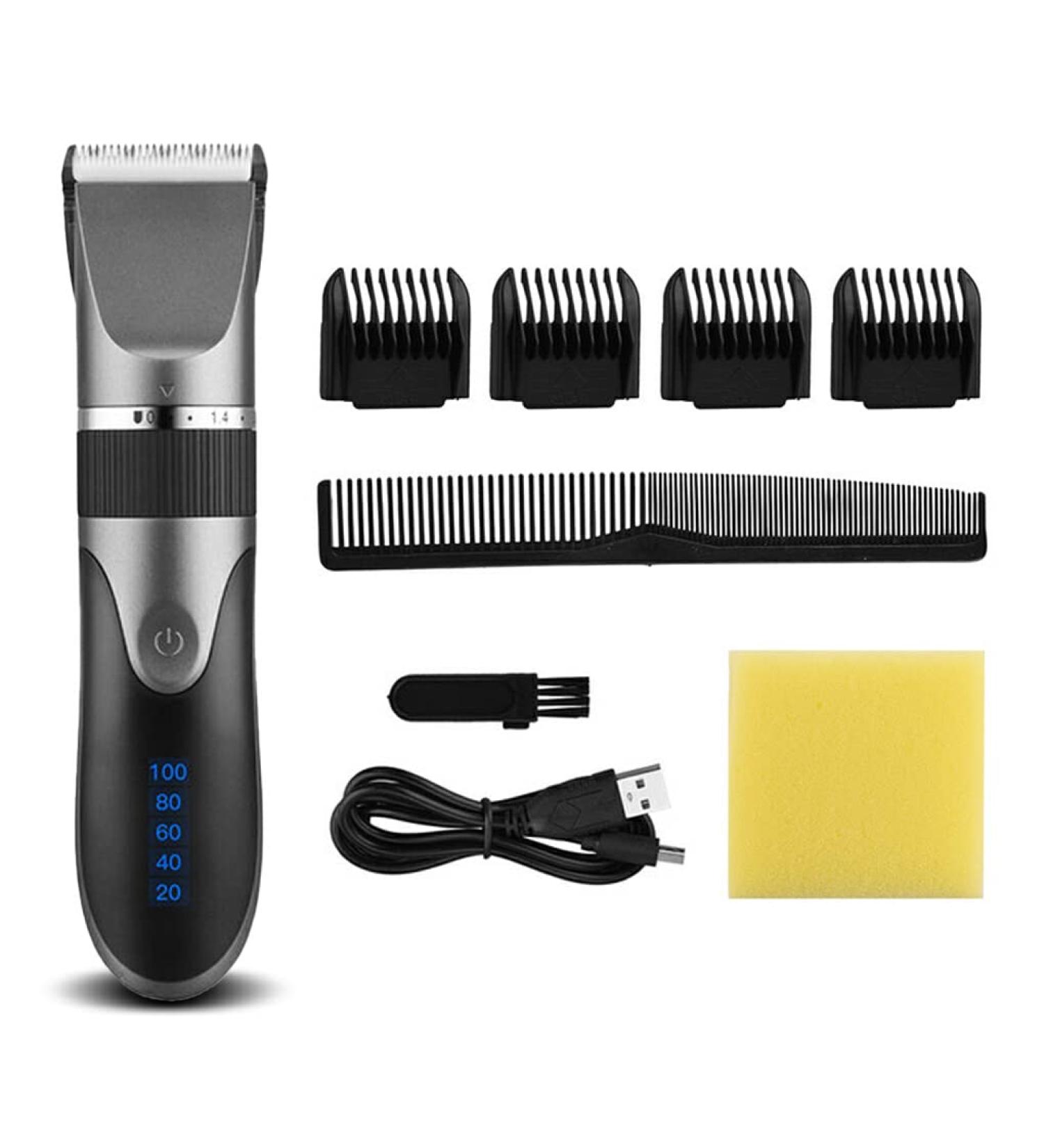 lmoikesz Electric Hair Clippers 0.8-2.0mm Adjustable Barber Men Trimmers Washable Low Noise Shaver with Limit Hairbrushes Gray - Buy Online on GoSupps.com