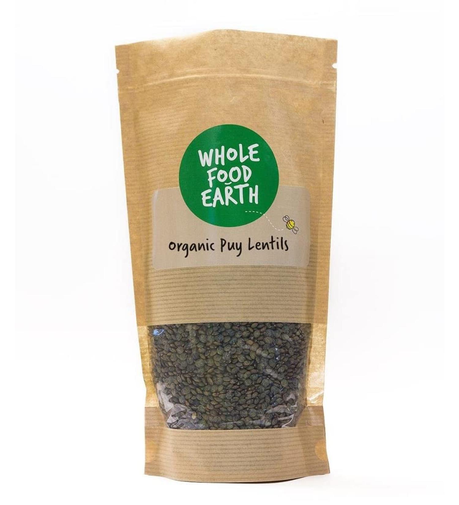 Wholefood Earth Organic Dark Green French Lentils 500g - GMO Free, Vegan, High Fibre & Protein - Certified Organic - Buy Online on GoSupps.com