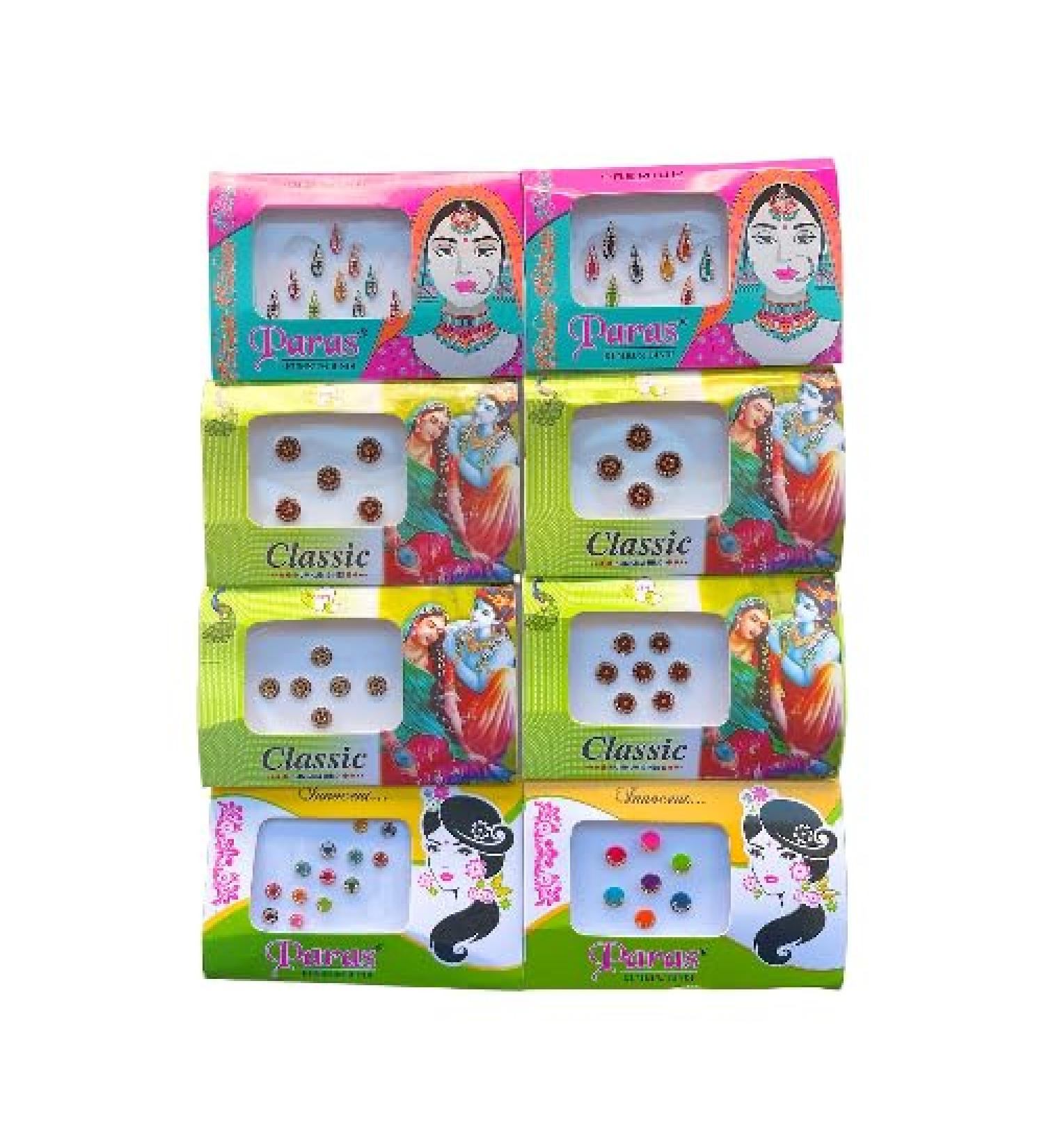 Shop Viviraa 8-Pack Colorful Indian Bindis | Bollywood Face Jewels & Forehead Stickers for Kids Girls & Women - Adhesive Body Jewelry - Buy Online on GoSupps.com