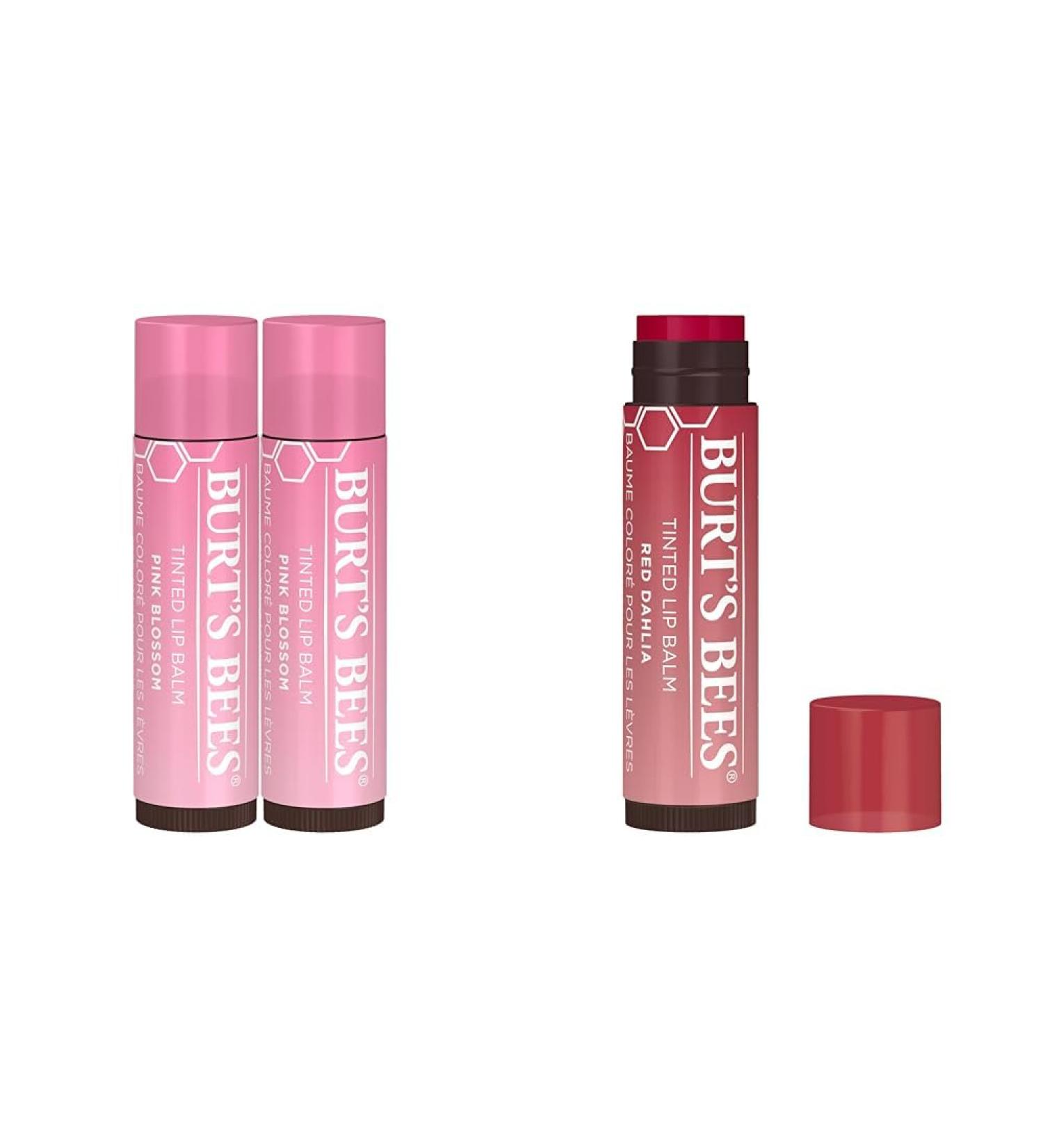 Burt's Bees 2-Pack Tinted Lip Balm Bundle with Pink Blossom and Fiery Red Dahlia for Hydrating Sheer Color Pink Blossom + Red Dhalia 1 Count (Pack of 2) - Buy Online on GoSupps.com