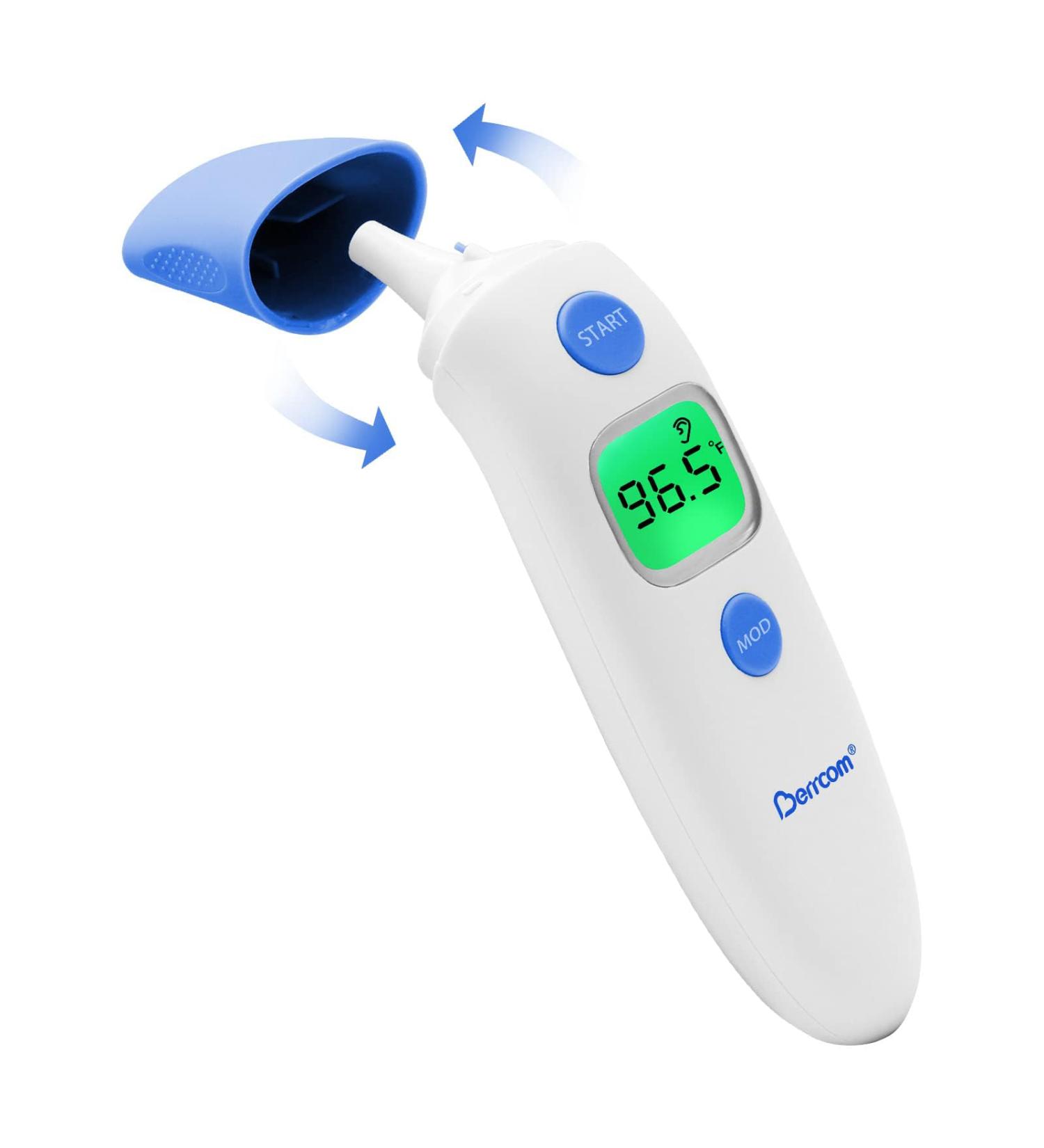 Berrcom 3 in 1 Forehead and Ear Thermometer Indoors Non-Contact Backlight Body Object Temperature Checking Sensor Touchless Digital Thermometer with Fever Alert