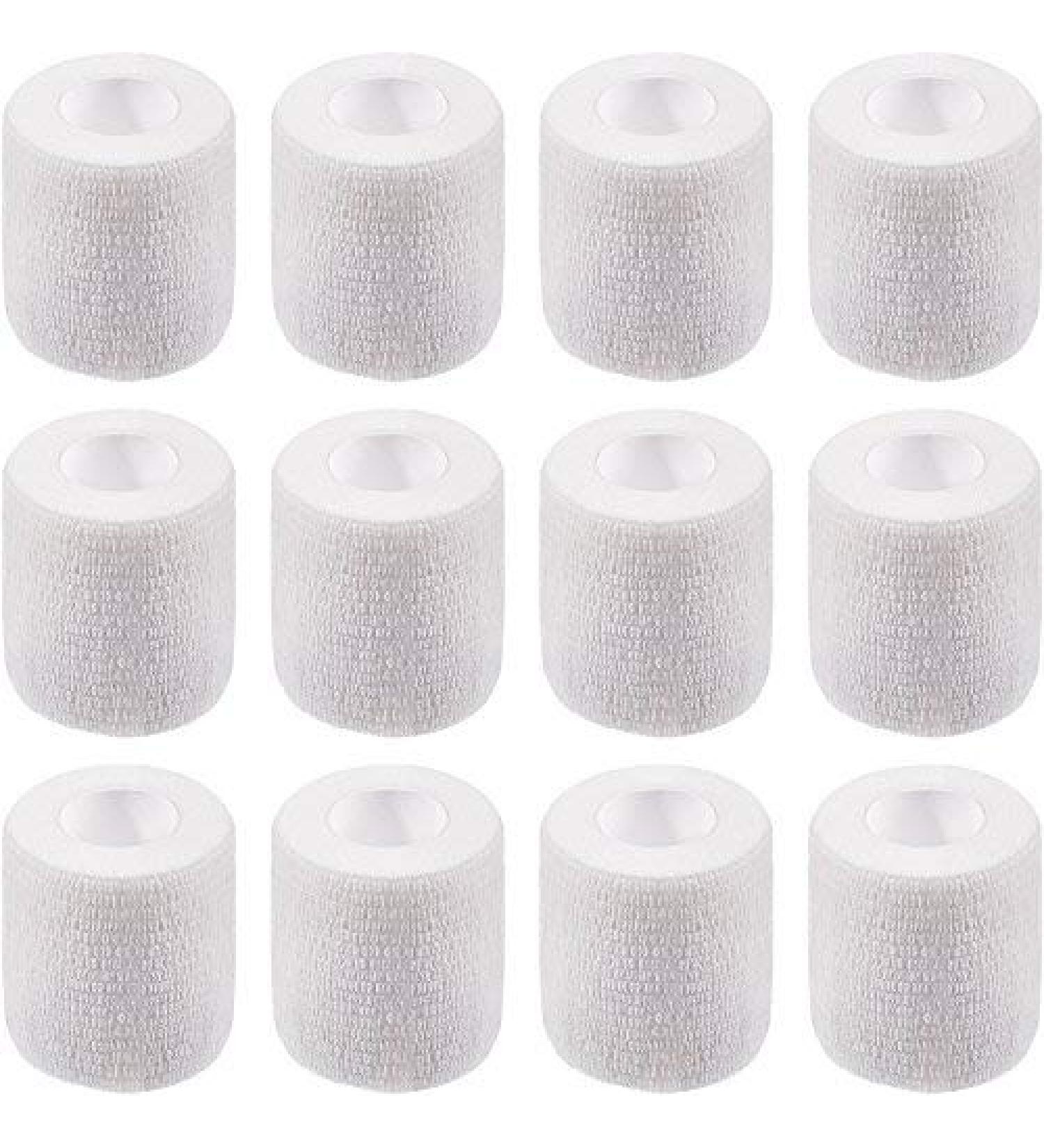 12 Pack Self Adhesive Bandage Wrap Tape - 5 Yards - White - 2 Inches - Sports, Wrist, Ankle - Cohesive Self Adherent Toe Tape - Buy Online on GoSupps.com