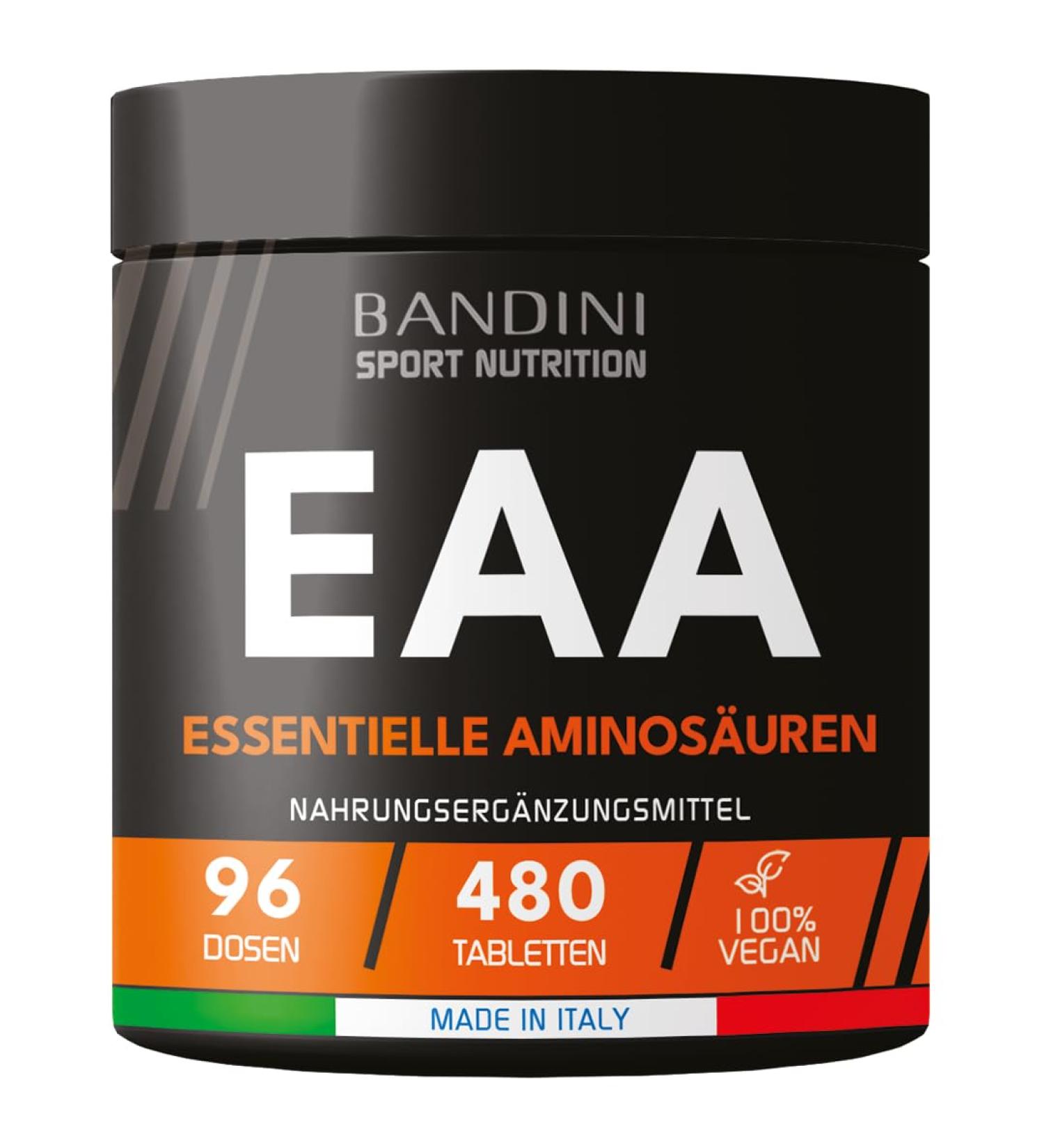 Bandini EAA Amino Acids Complex - 480 Vegan High-Dose Tablets | 9 Essential Amino Acids | Pre & Post Workout Booster | Tasteful Additive-Free Non-GMO - Buy Online on GoSupps.com