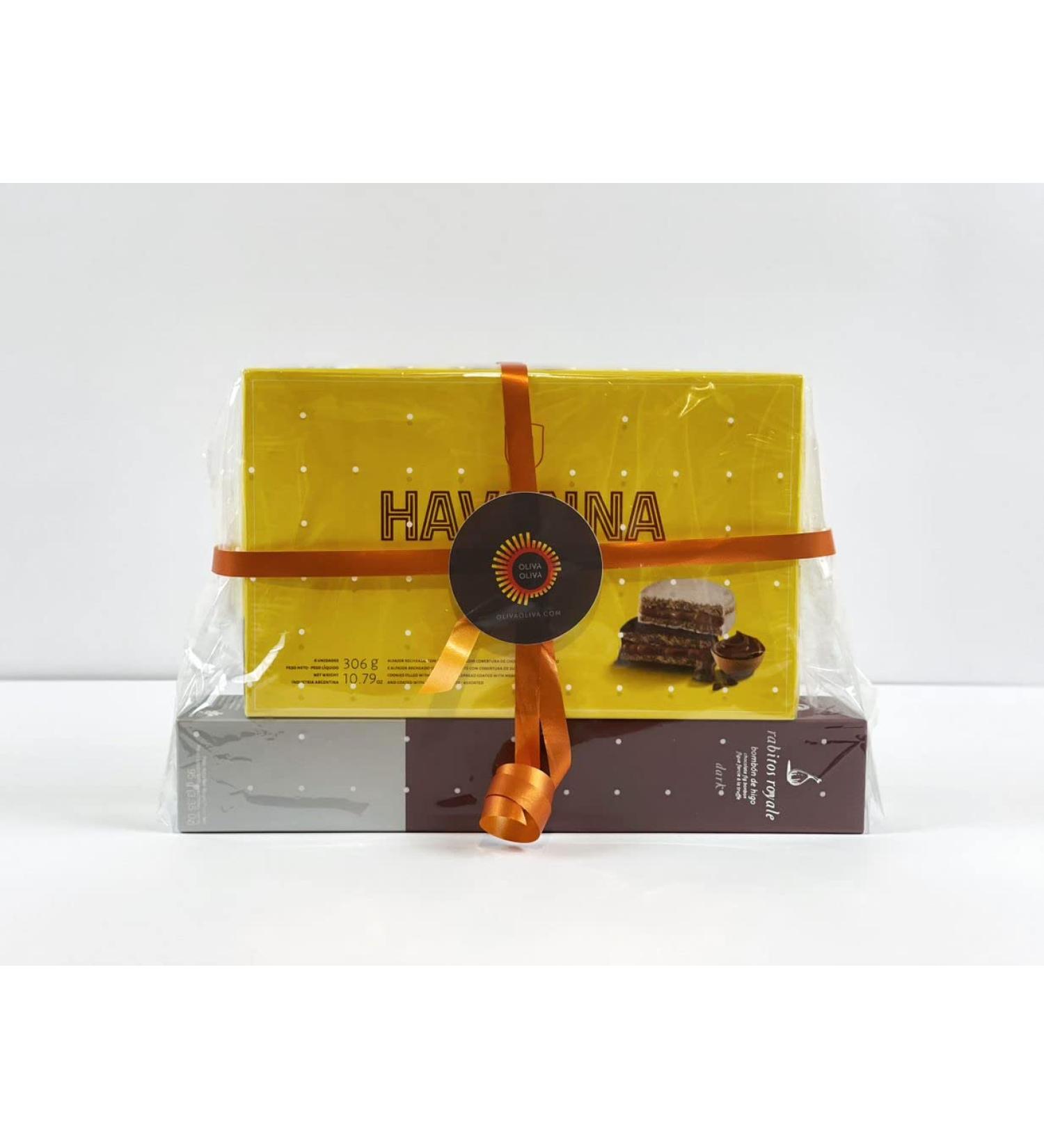 Tea Time Olive Olive Gift Pack - Havana Classic Mixed Pottery 306g and Rabitos Royale Dark 95g