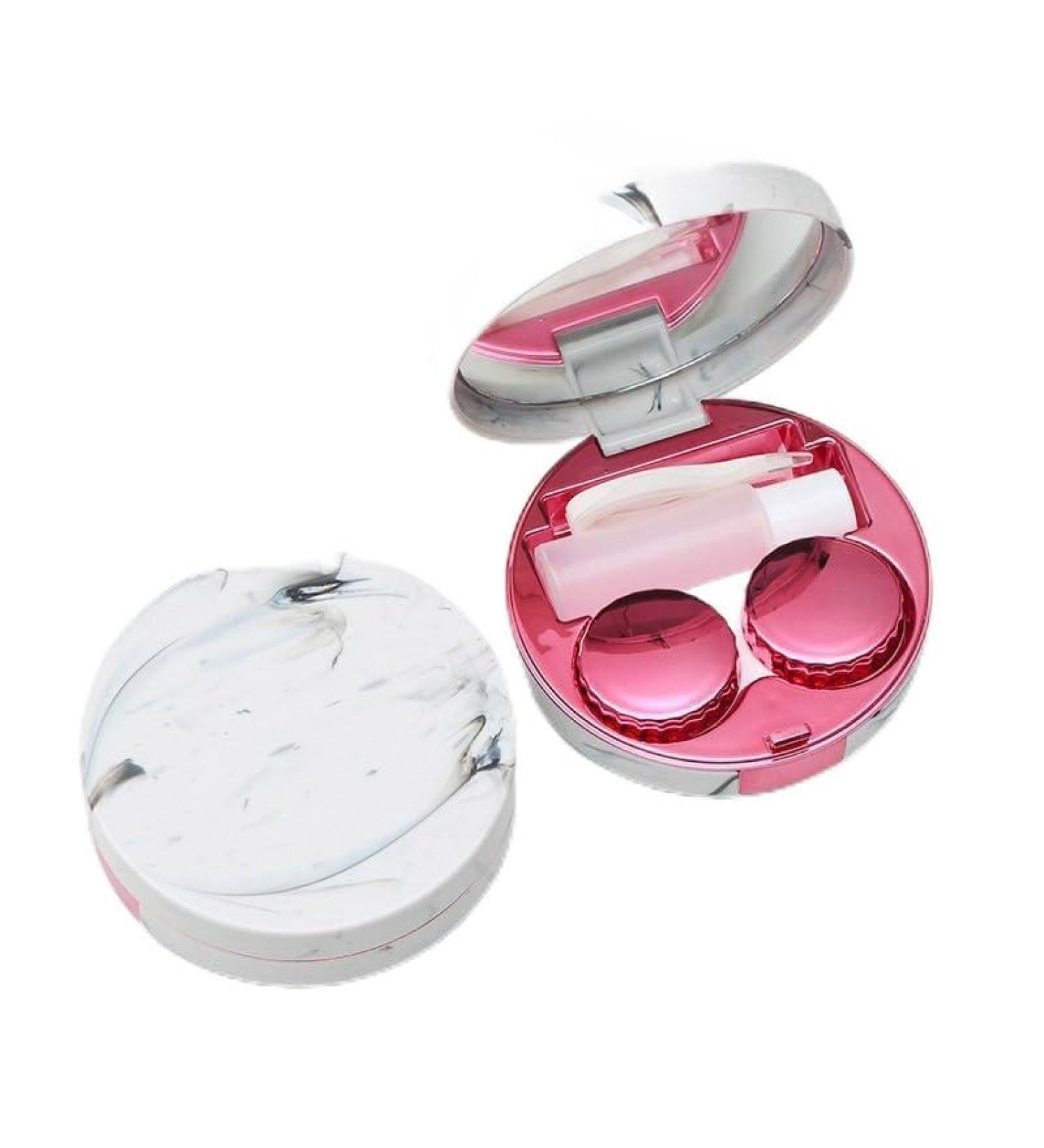 AOYEAH Round contact lens case with elegant marble design for daily use One color A4