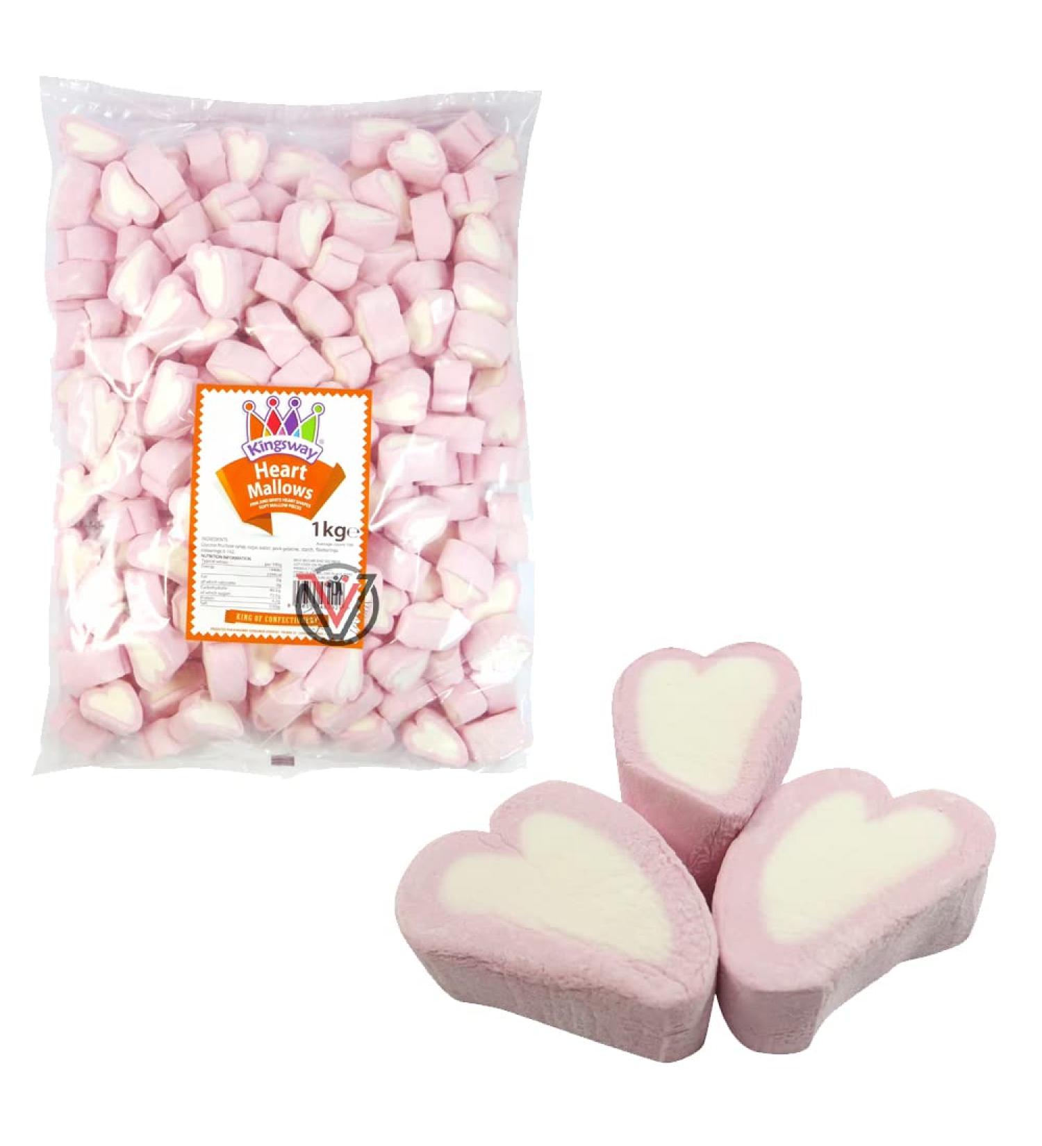 Kingsway Mallow Hearts Vanilla Flavour Marshmallows (1kg) - Buy Online on GoSupps.com