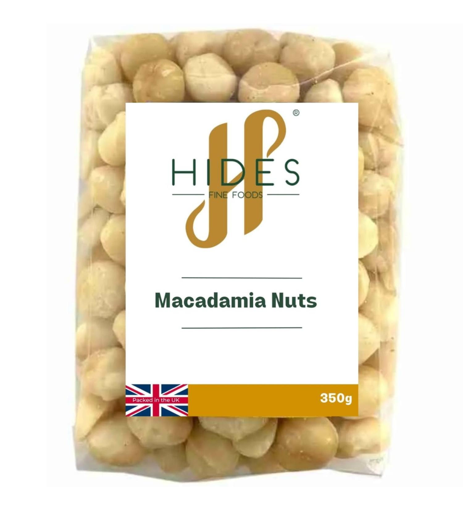 Hides Fine Foods - Macadamia Nuts 350g - GMO - Free - Suitable for Vegetarians - Cooking - Salads - Snacking - Breakfasts - Desserts - Cakes - Cookies - Buy Online on GoSupps.com