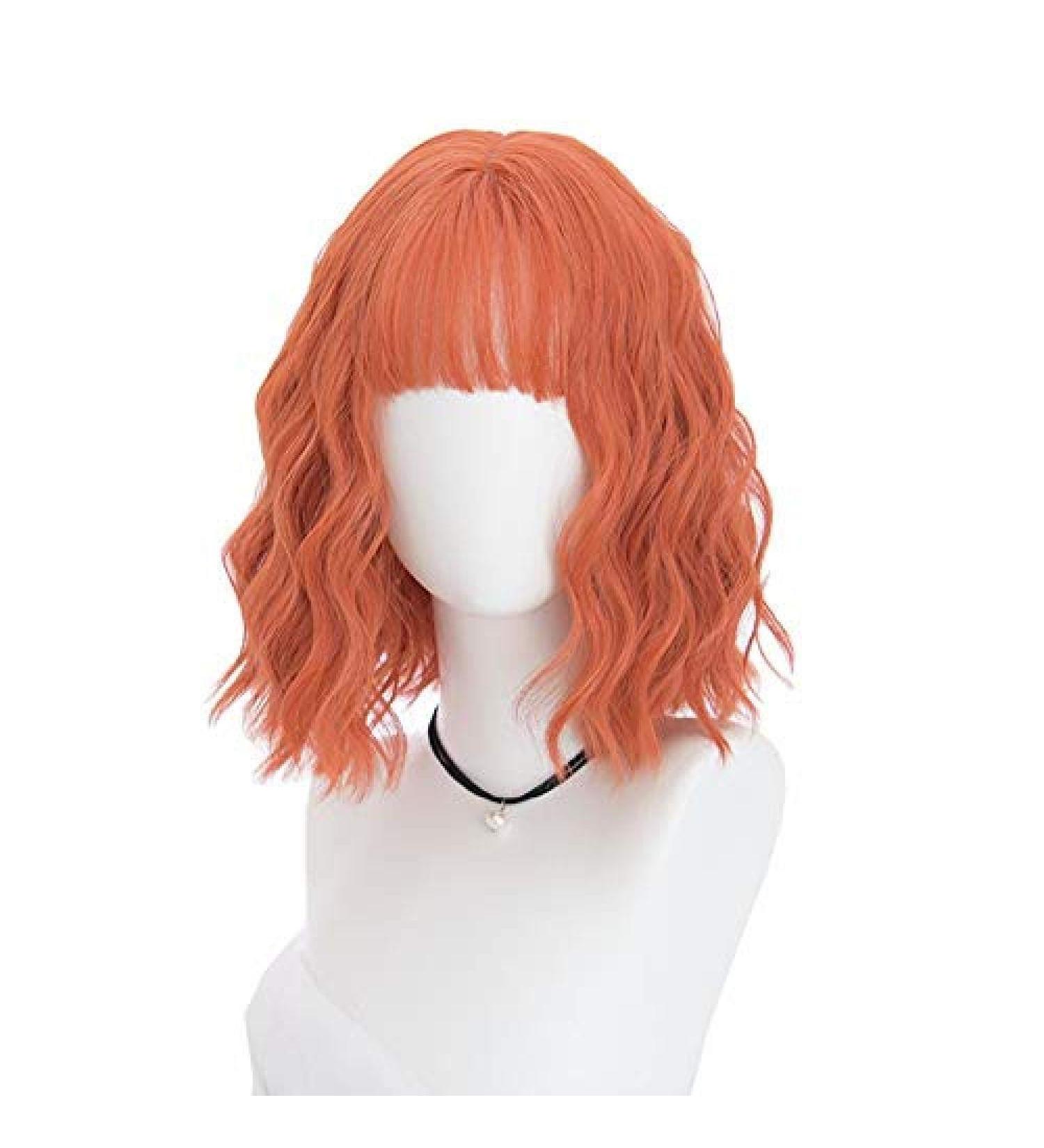 BGHJUE Short Orange Wig - 35cm Full Straight Bob 80% Density Colored Frontal Wigs for Women - International Shipping Available - Buy Online on GoSupps.com