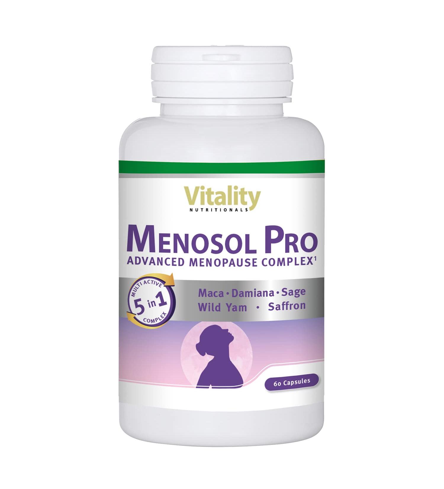 Menosol Pro Menopause Capsules - Hormone-Free Sage Wild Yam & Vitamin B6 | 60stk Holistic Complex for Women's Health | Vitality Nutritionals by Vitaminexpress - Buy Online on GoSupps.com