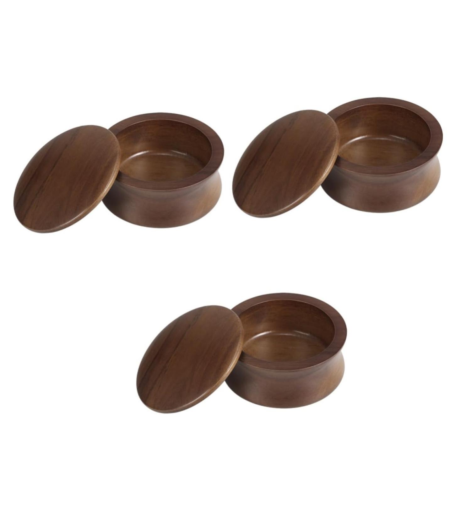 Minkissy 3-Stone Shaving Bowl Set - Wooden Shaving Shell for Men | Razor & Soap Kit - Classic Bamboo Design - Buy Online on GoSupps.com