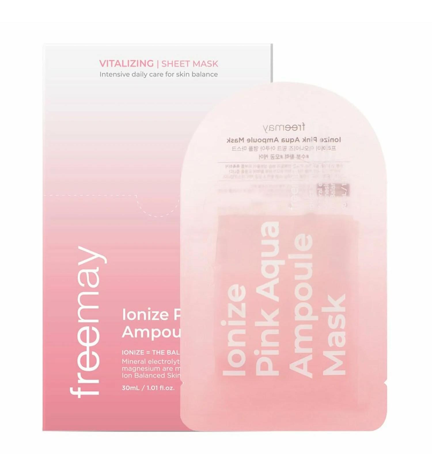 Ionize Pink Aqua Ampoule Mask - Vegan Deep Hydration Facial Mask | 100% Cotton Beliese Sheet | 10 Sheets for Soothing & Calming - Buy Online on GoSupps.com