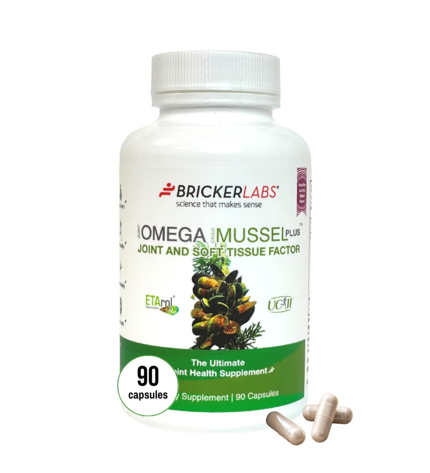 Bricker Labs Omega Cyclo - Premium Green Lipped Mussel & UC-II Joint Supplement for Mobility - 90 Capsules - Buy Online on GoSupps.com