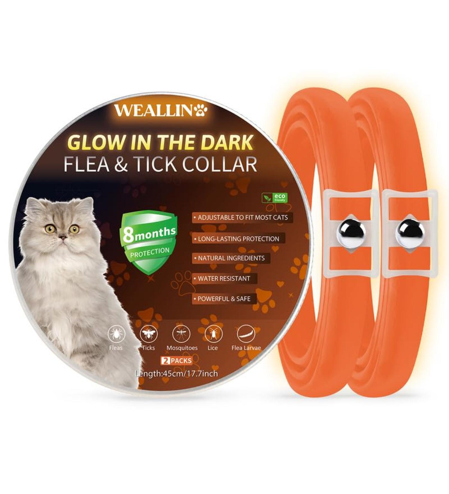 WEALLIN Luminous Repellent Cat Collars - Strong & Water-Resistant, 2 Pcs, Orange - Buy Online on GoSupps.com
