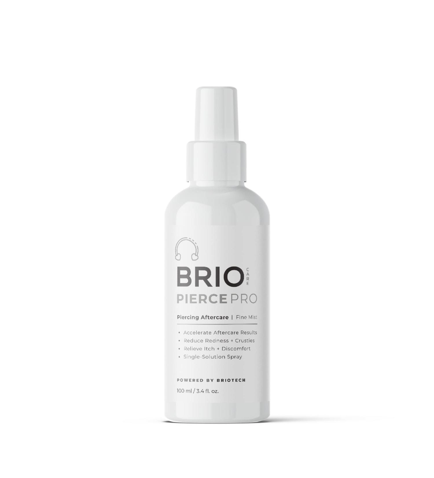 BrioCare Pierce Pro Gentle Saline Spray for Piercing & Body Mod Aftercare | Soothe Redness & Itch, Reduce Bumps | Hypochlorous HOCl Spray by BRIOTECH - Buy Online on GoSupps.com